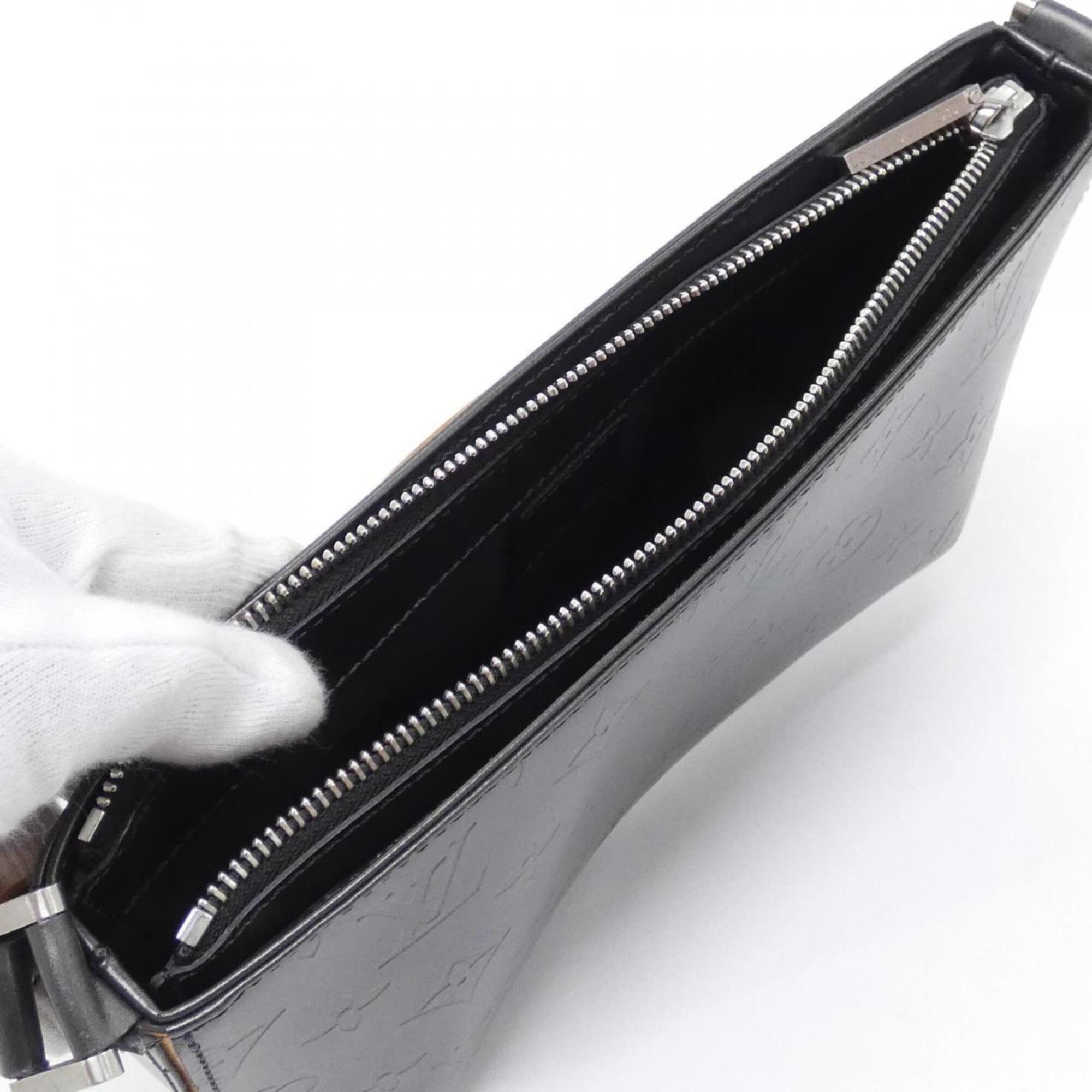 Louis Vuitton Black Matte Silver Monogram Leather Shoulder Bag (Pre-Owned)