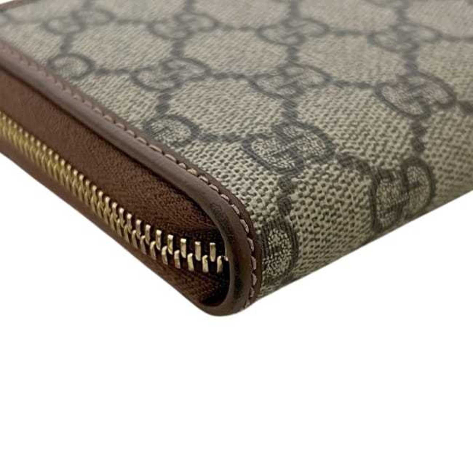 Gucci Beige Brown Pvc Leather Long Wallet (Bi-Fold) (Pre-Owned)