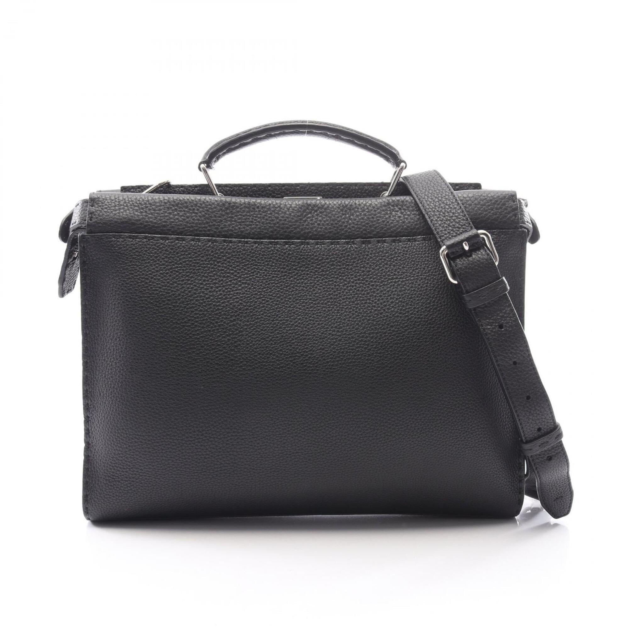 Fendi Peekaboo Black Leather Briefcase (Pre-Owned)