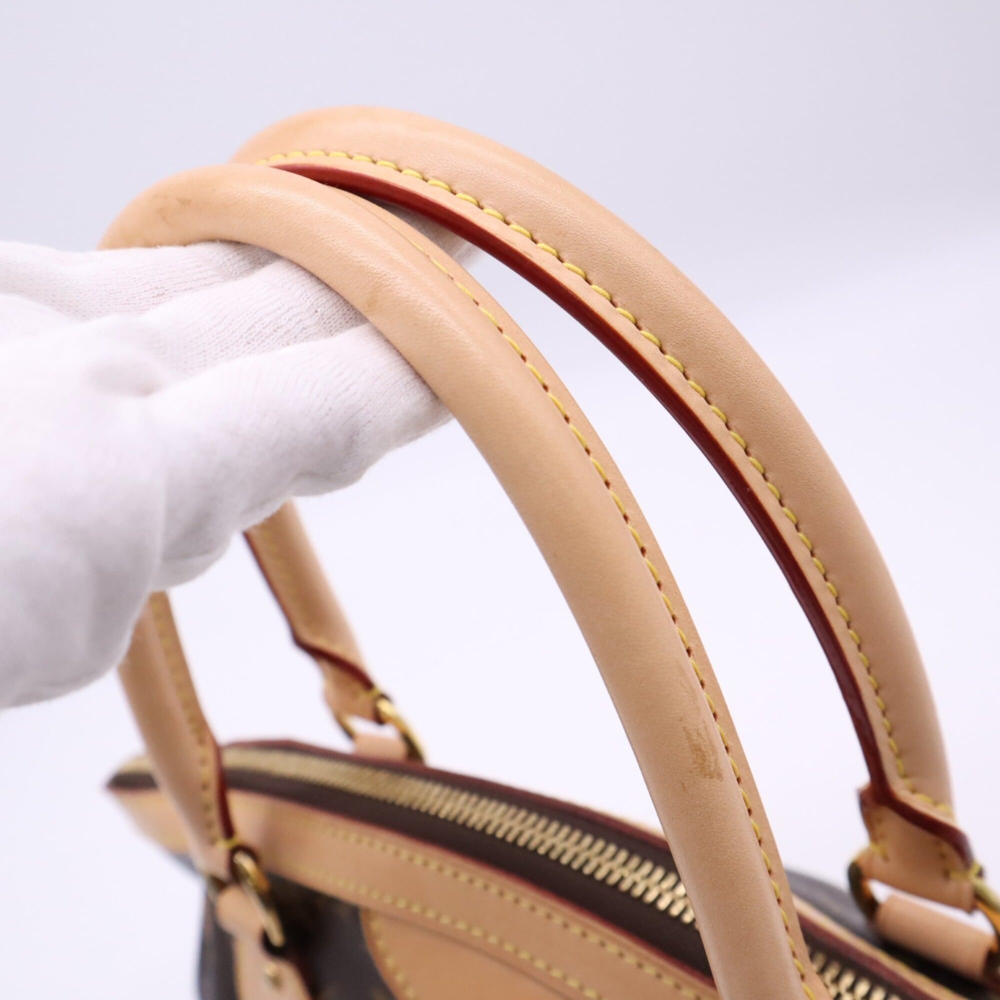 Louis Vuitton Monogram Beige Brown Coated Canvas Leather Handbag (Pre-Owned)