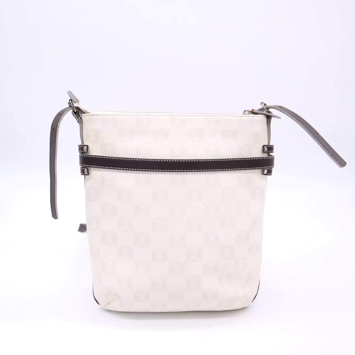 Loewe Brown Gray White Canvas Pouch Shoulder Bag (Pre-Owned)