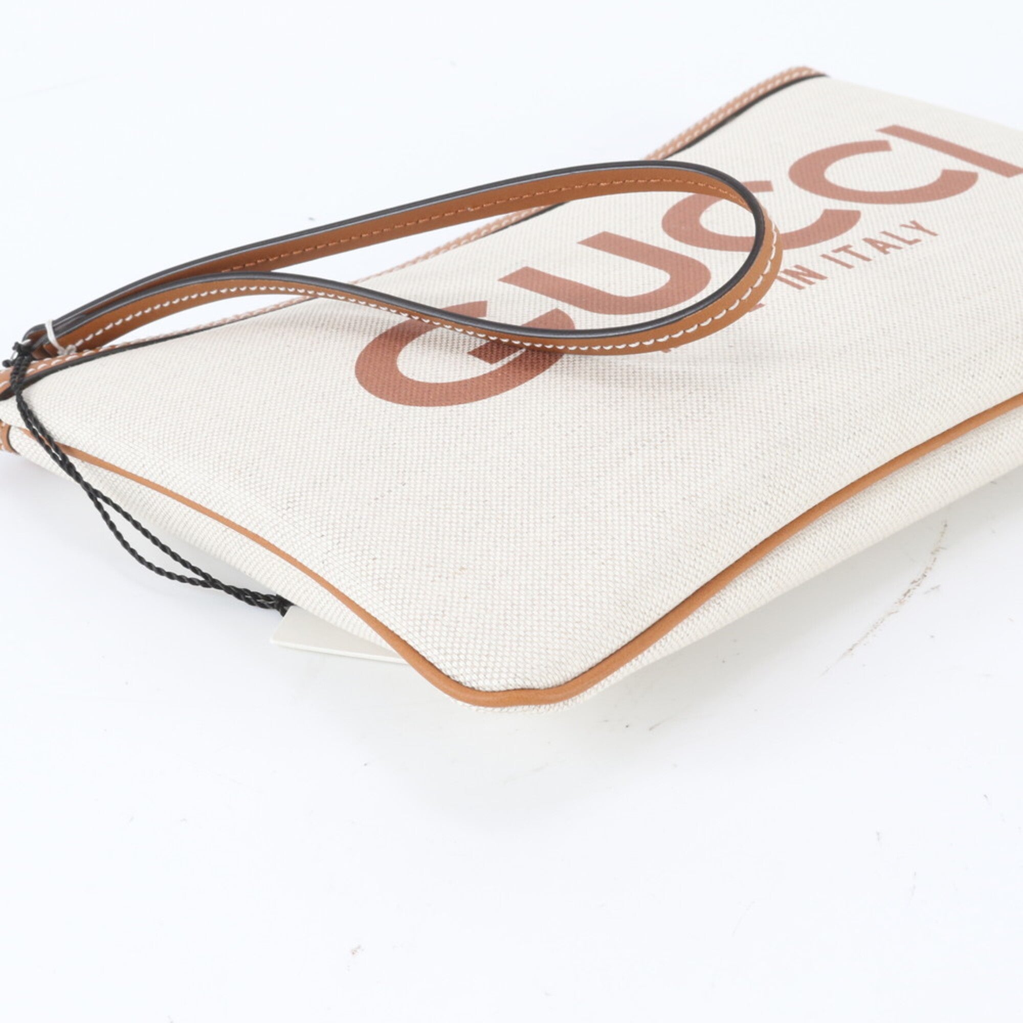 Gucci Beige Leather Canvas Handbag (Pre-Owned)