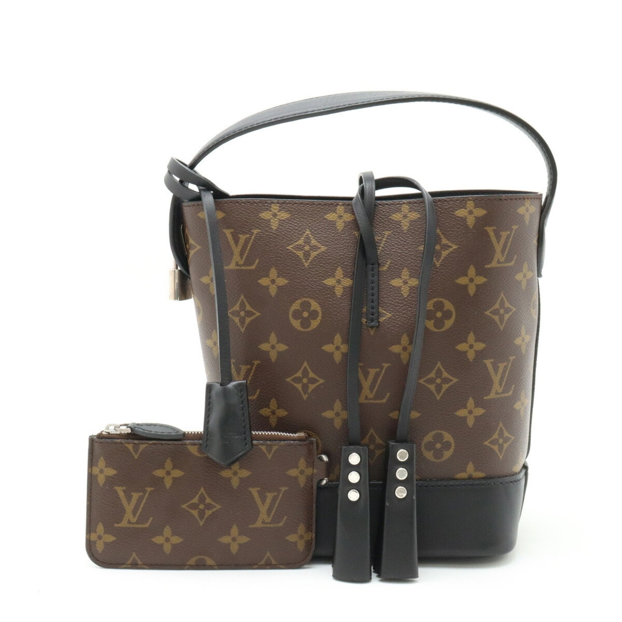 Louis Vuitton Black Noir Monogram Leather Handbag Pouch (Pre-Owned)