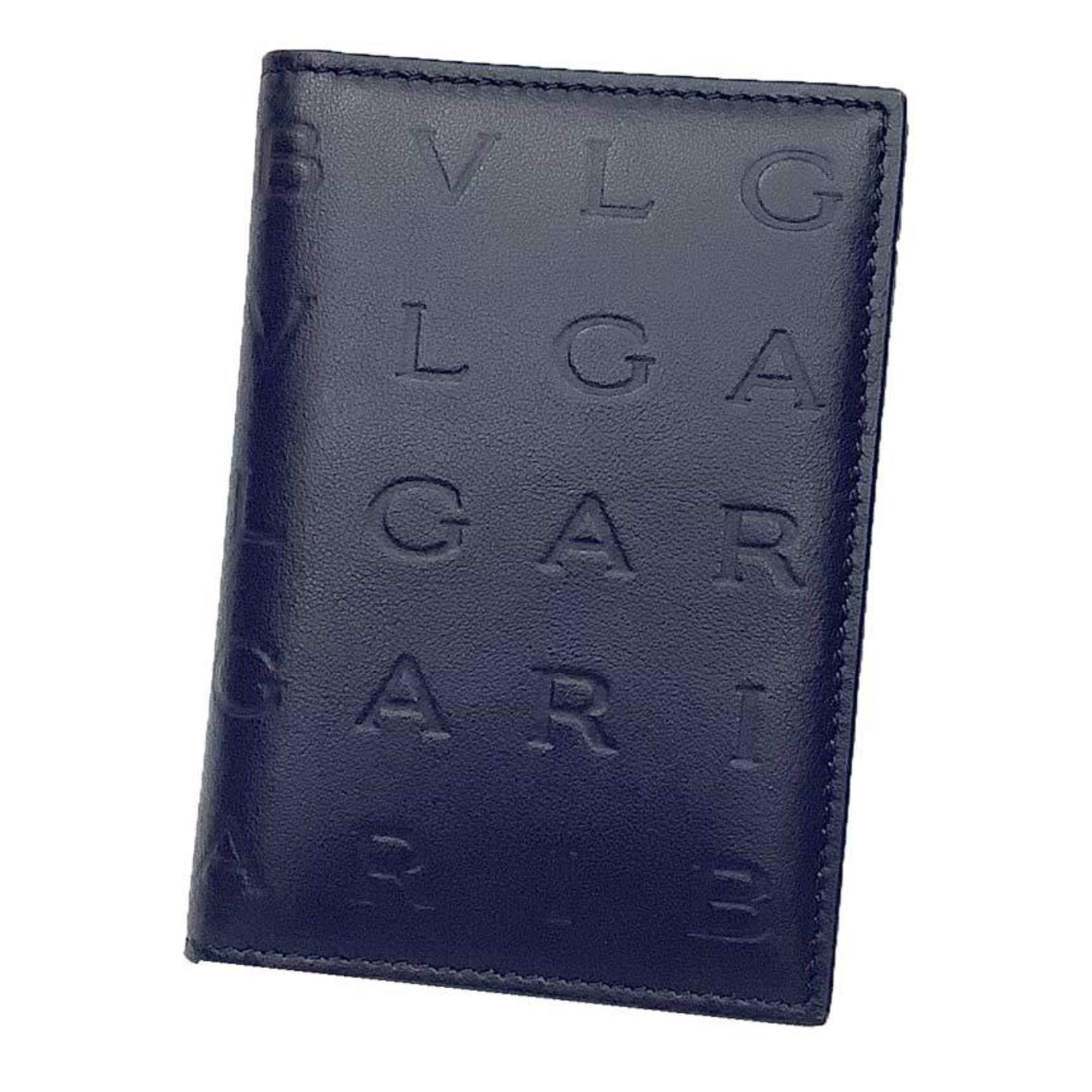 Bvlgari Navy Leather Wallet (Bi-Fold) (Pre-Owned)