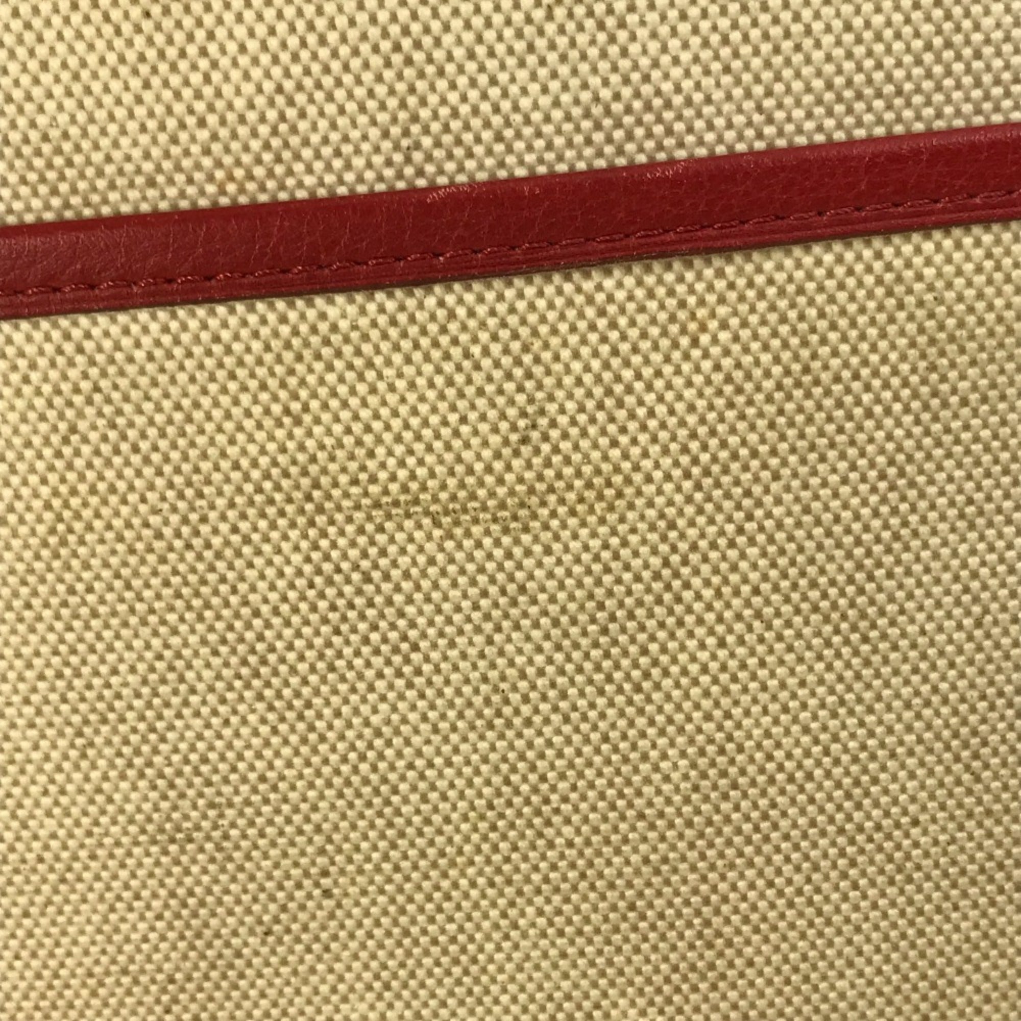 Hermes Beige Red Color Toile H Leather Shoulder Bag (Pre-Owned)