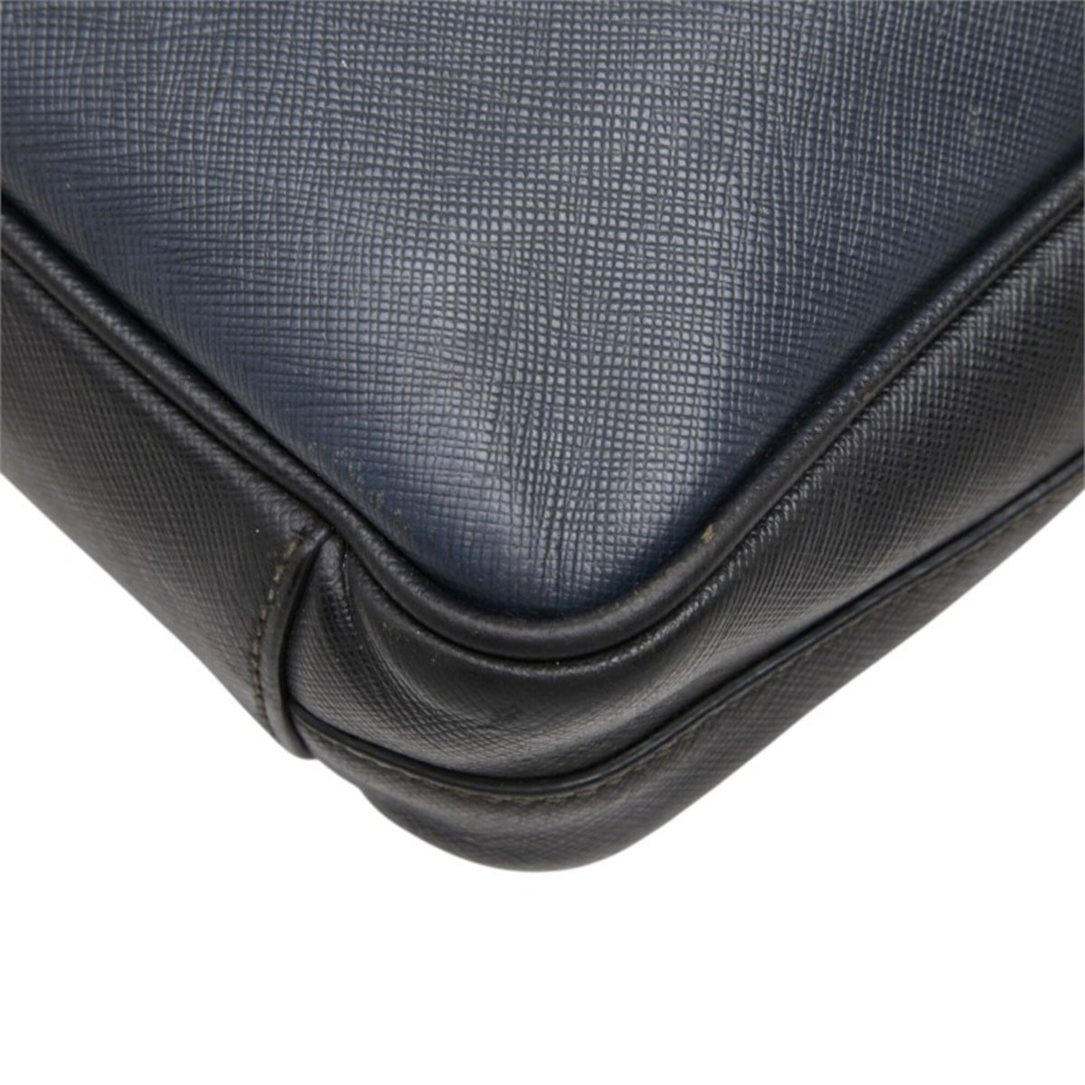 Prada Navy Black Leather Handbag (Pre-Owned)