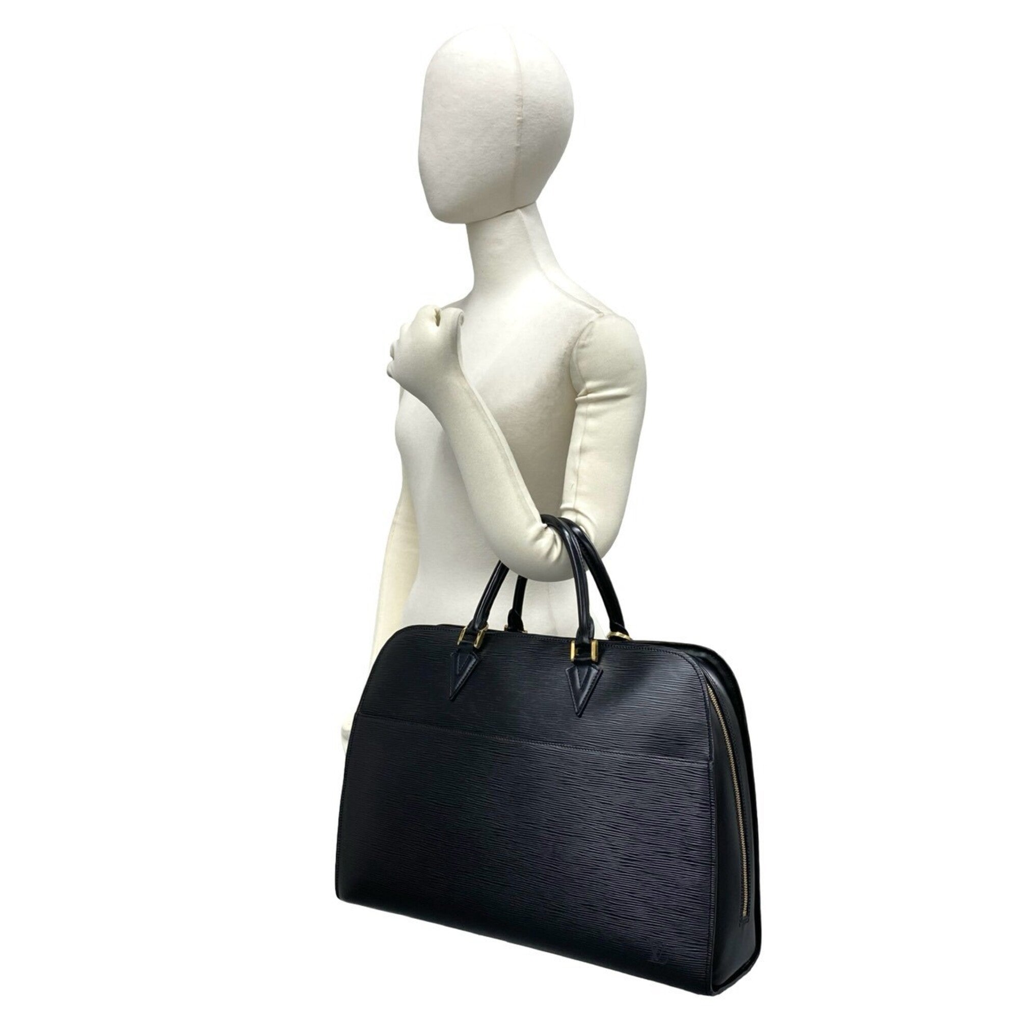Louis Vuitton Black Leather Briefcase Handbag (Pre-Owned)