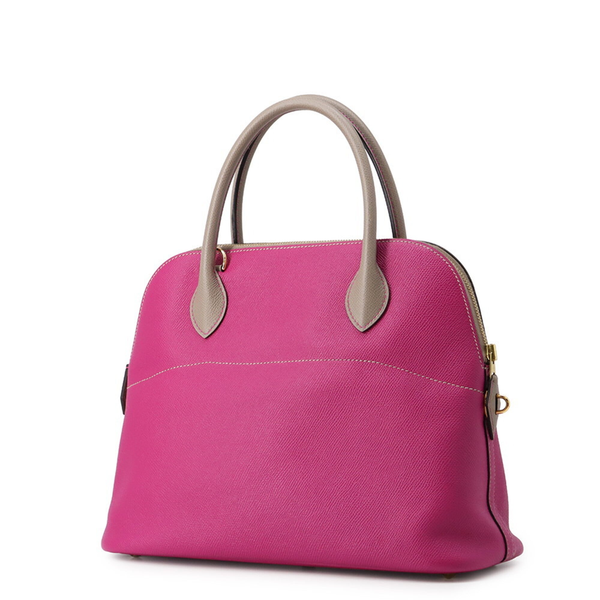 Hermes Bolide Etoupe Gray Rose Purple Epsom Leather Handbag Shoulder Bag (Pre-Owned)