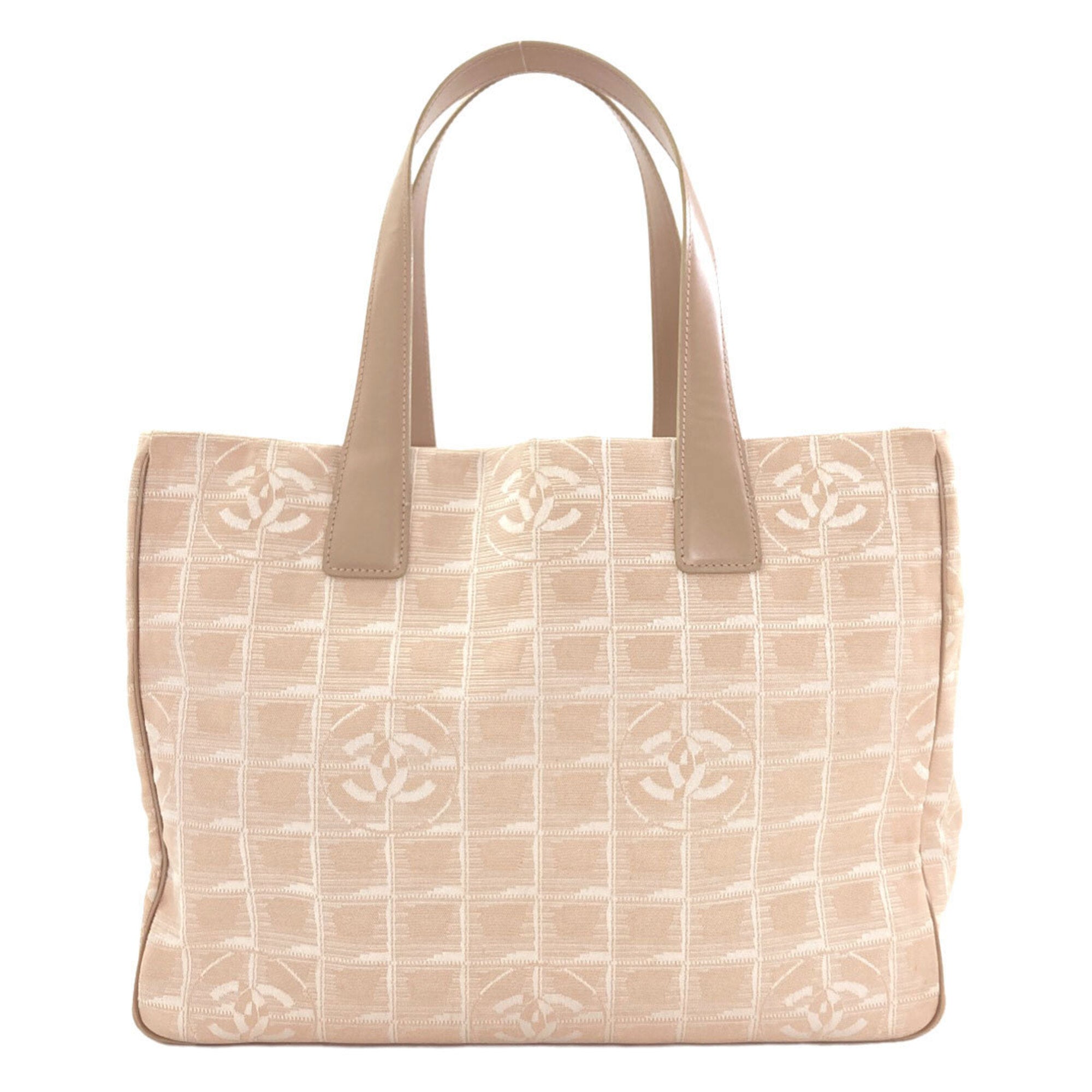 Chanel New Travel Line Beige Jacquard Tote Bag (Pre-Owned)