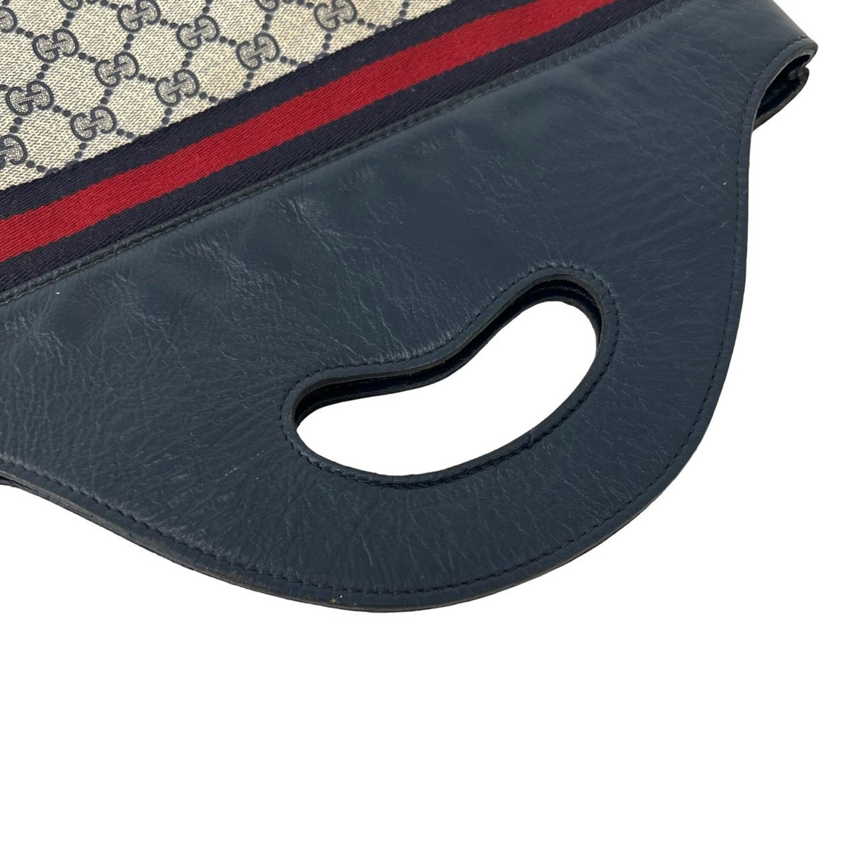 Gucci Navy Red Color Pvc Leather Handbag Tote Bag (Pre-Owned)