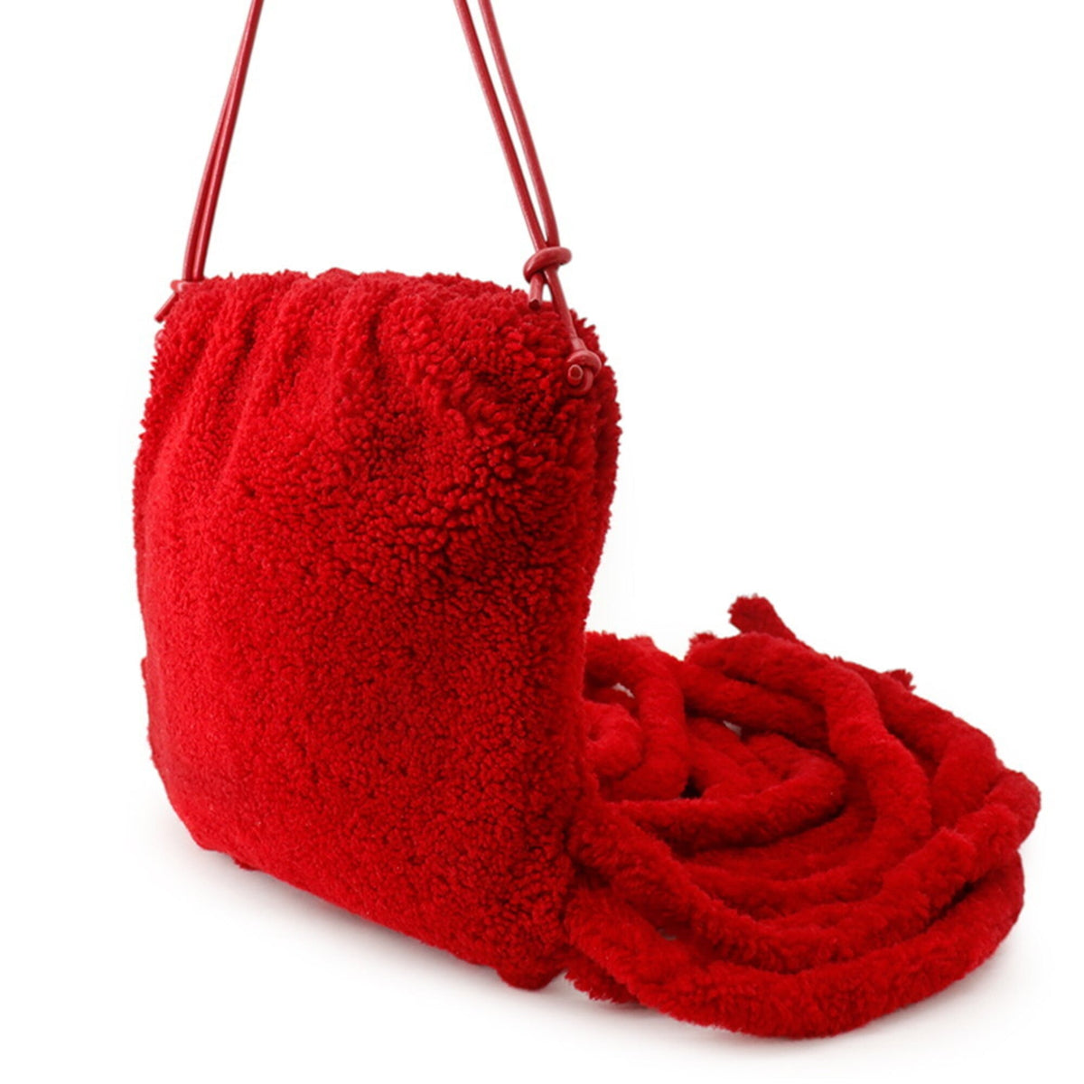 Bottega Veneta Red Color Fabric Leather Handbag Shoulder Bag (Pre-Owned)