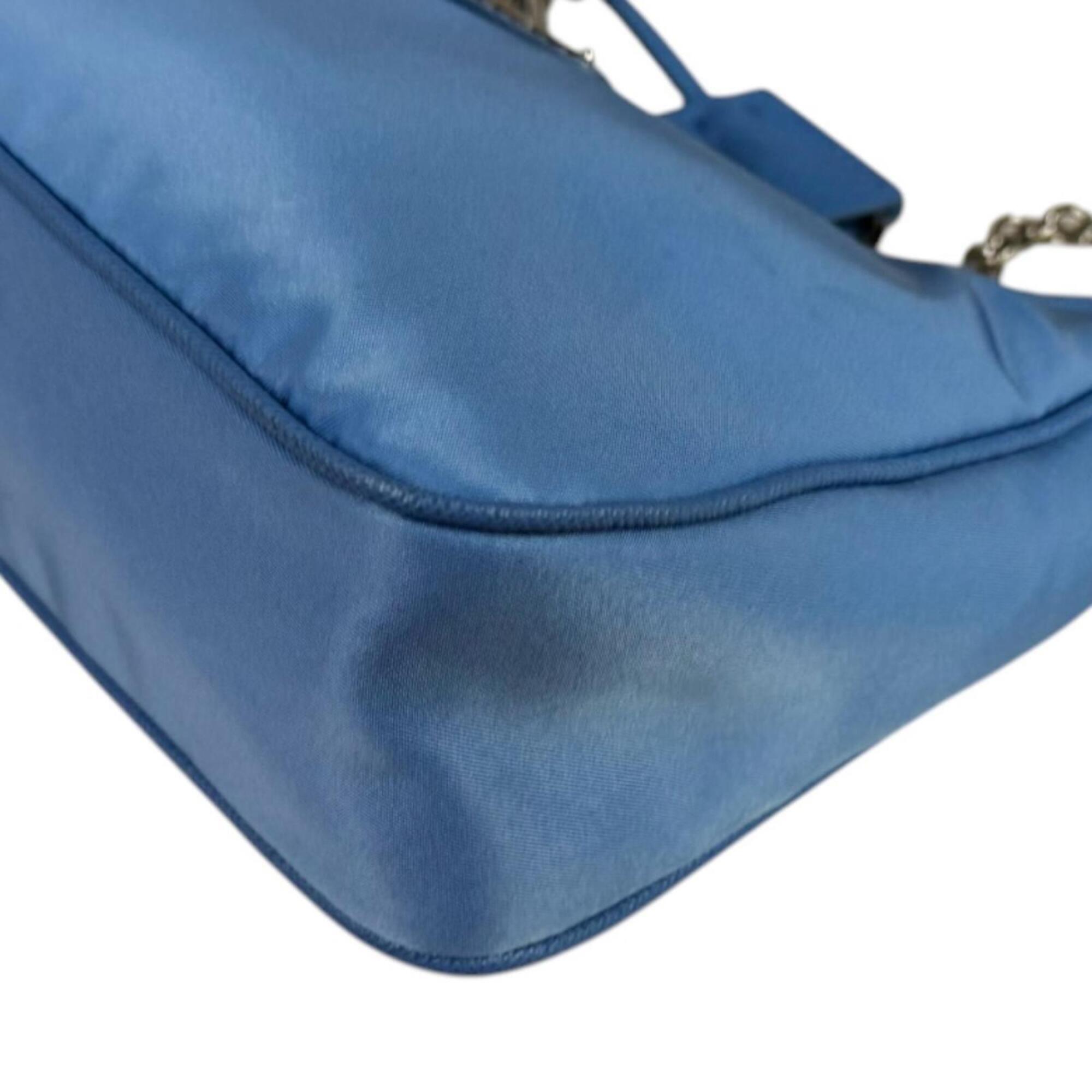 Prada Blue Nylon Handbag Shoulder Bag (Pre-Owned)