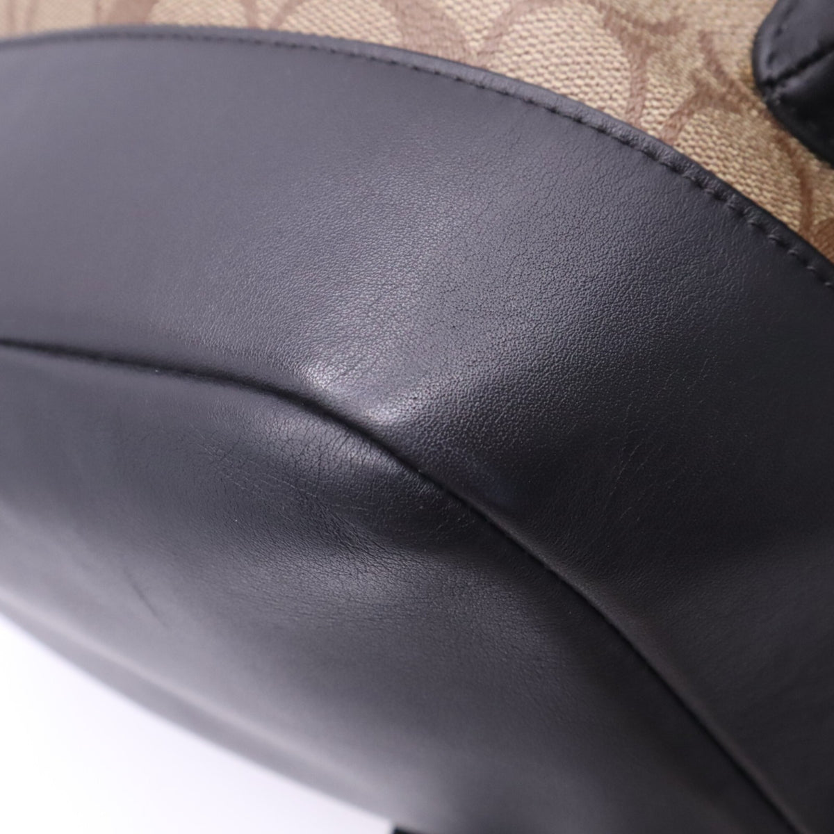 Coach Beige Black Canvas Leather Backpack (Pre-Owned)