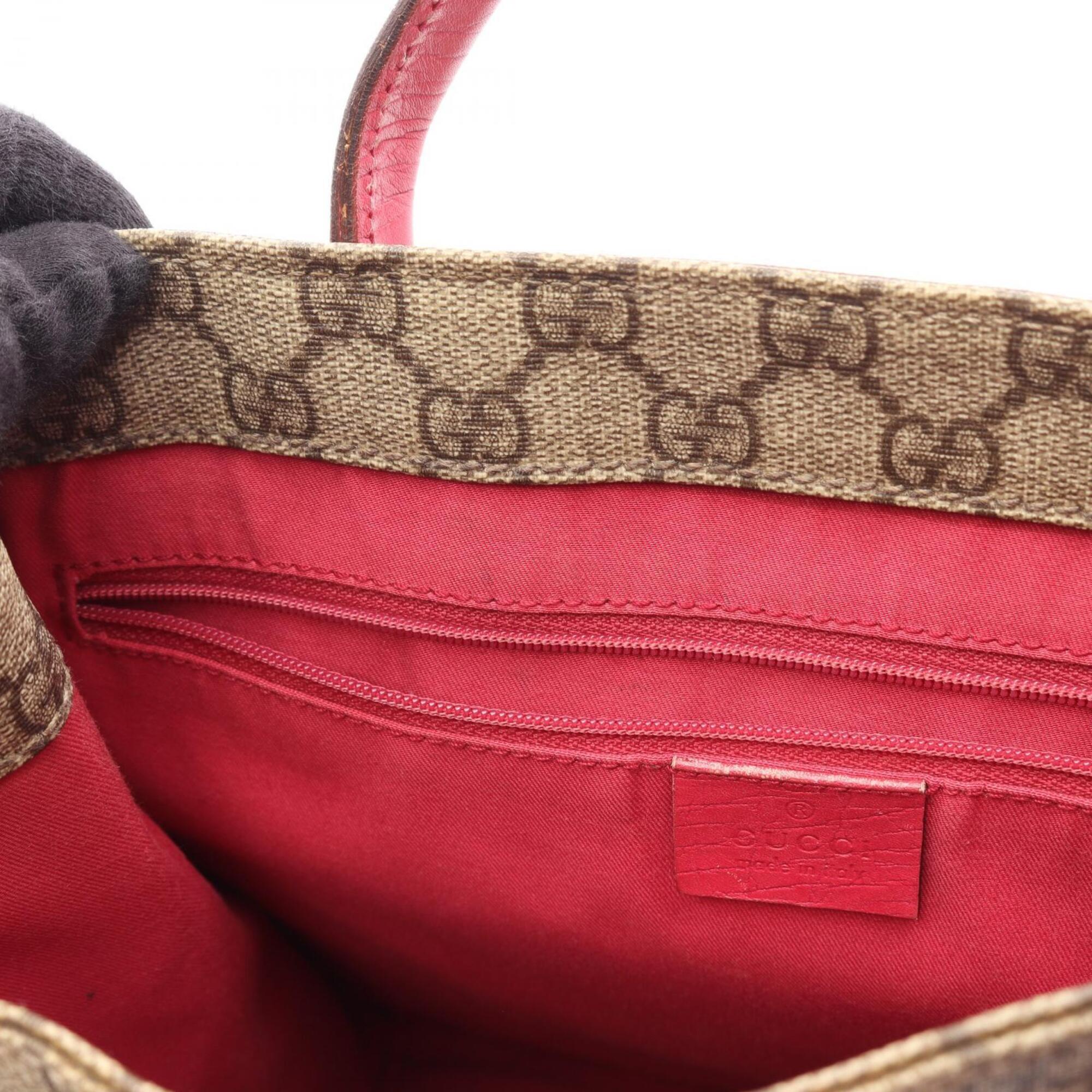 Gucci Beige Pink Pvc Coated Canvas Leather Handbag Tote Bag (Pre-Owned)