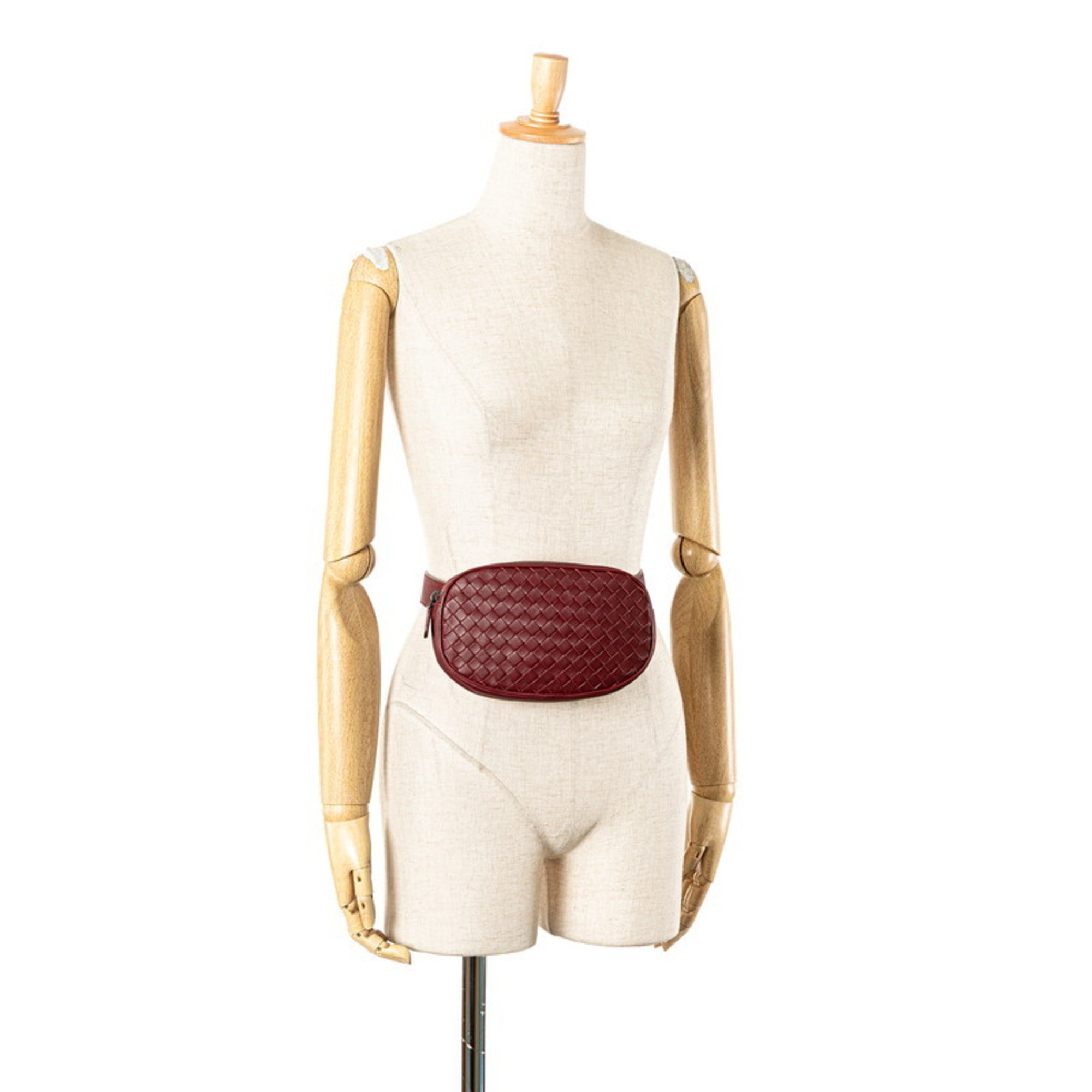 Bottega Veneta Intrecciato Bordeaux Leather Fanny Pack (Pre-Owned)