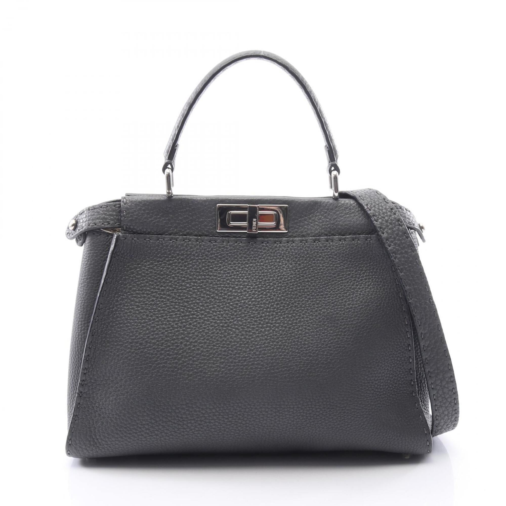 Fendi Gray Leather Handbag (Pre-Owned)