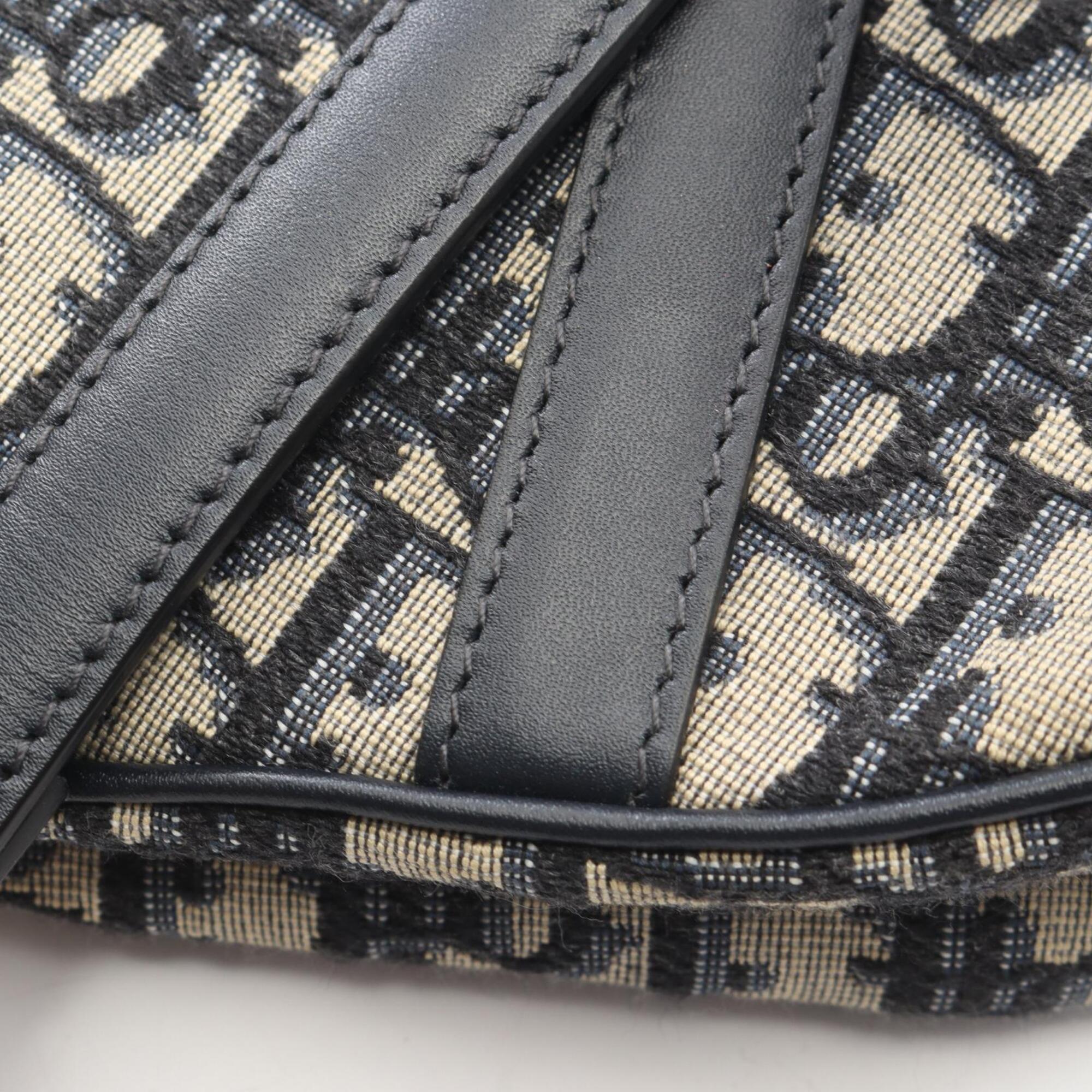 Christian Dior Beige Navy Canvas Handbag Saddle Bag (Pre-Owned)