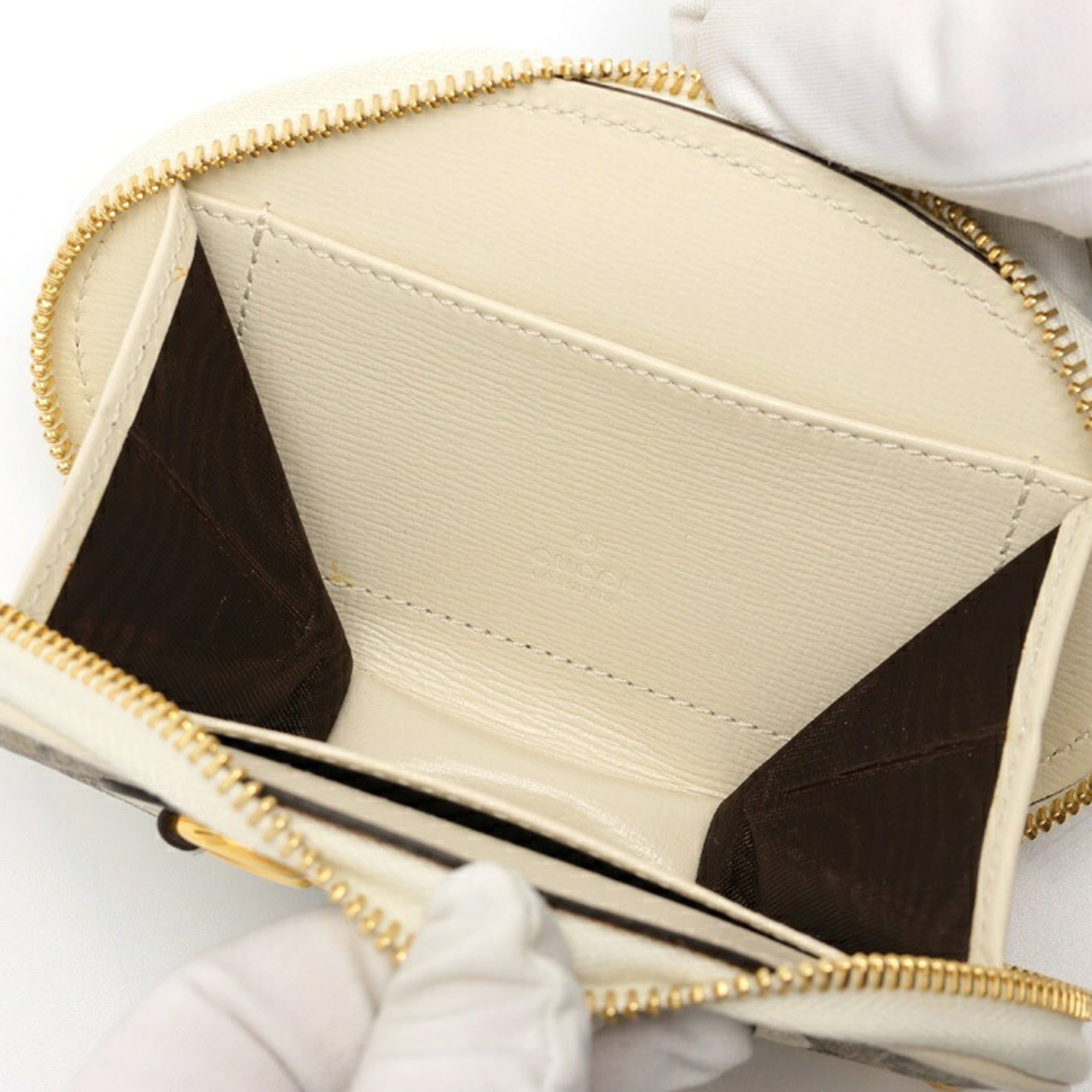 Gucci Beige White Gg Supreme Leather Coin Purse/Coin Case (Pre-Owned)