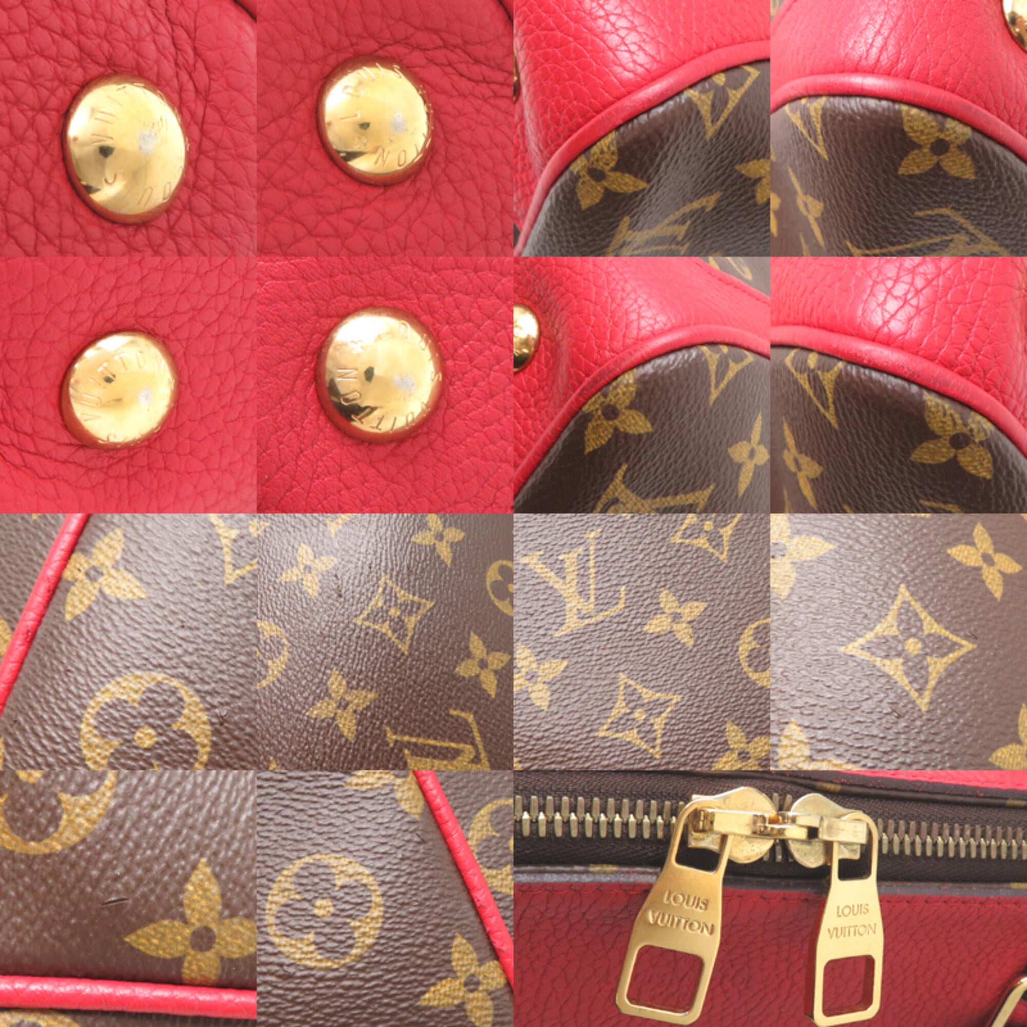 Louis Vuitton Brown Red Color Monogram Handbag (Pre-Owned)