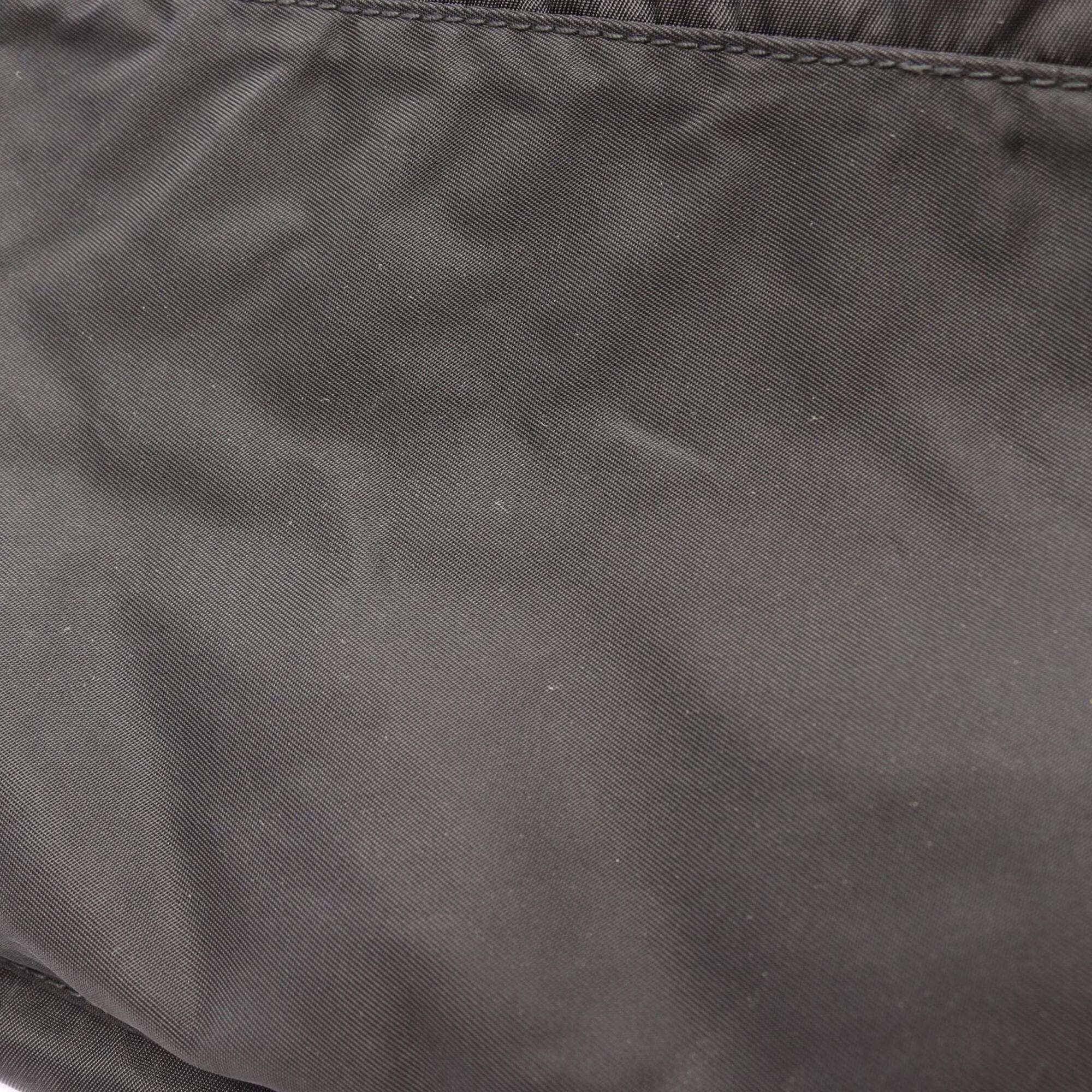 Prada Black Nylon Leather Handbag Shoulder Bag (Pre-Owned)
