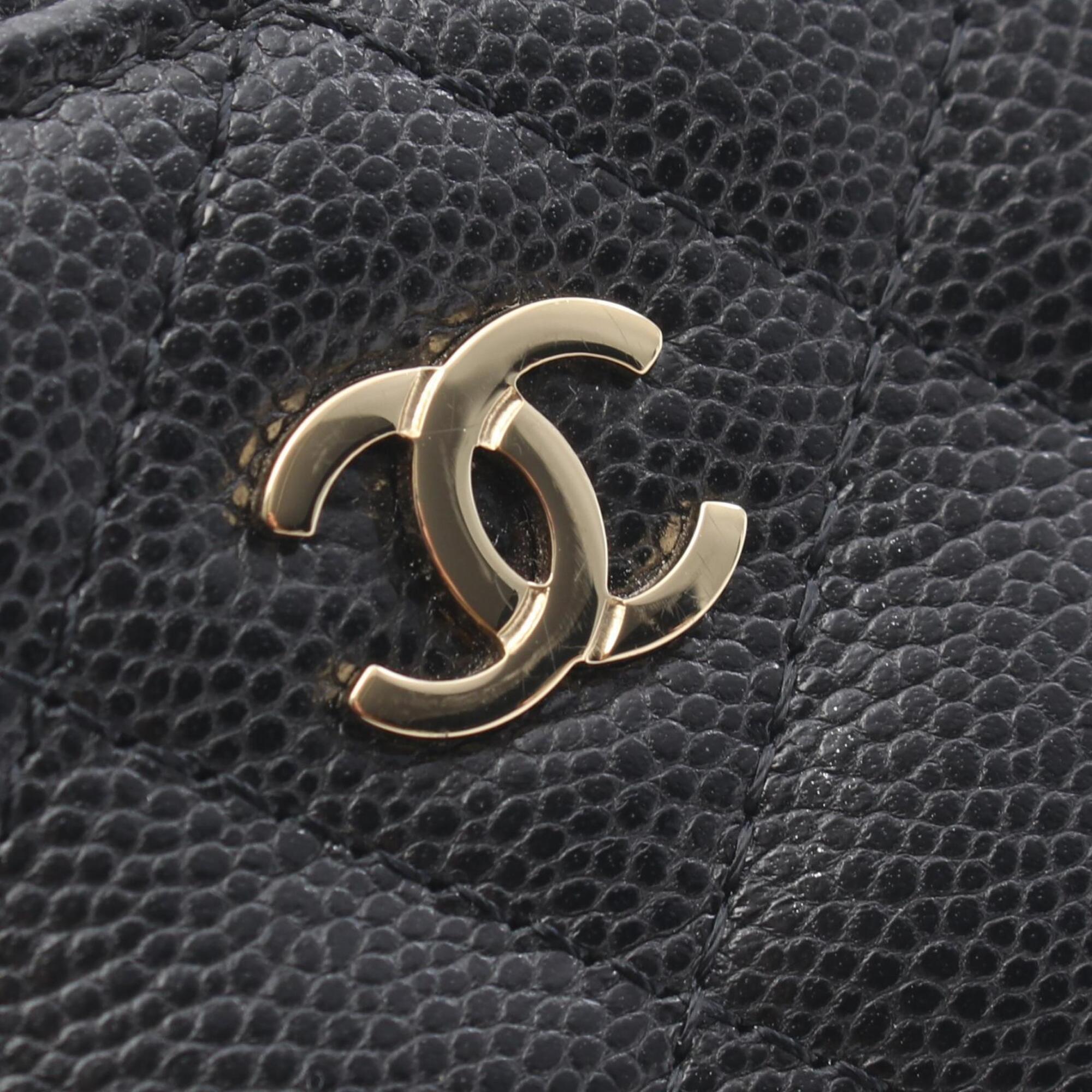 Chanel Matelasse Black Grained Calfskin Coin Purse/Coin Case (Pre-Owned)