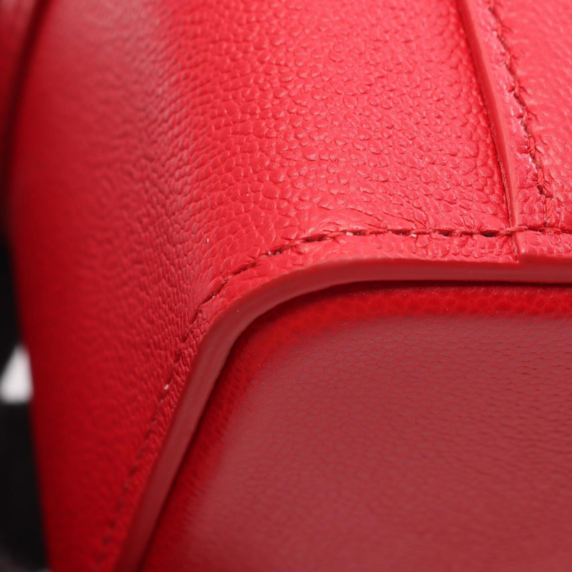 Bvlgari Red Color Leather Handbag Vanity Bag (Pre-Owned)