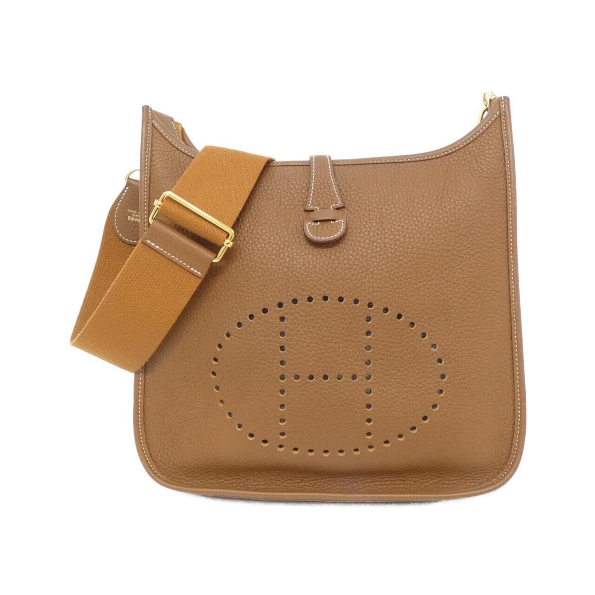 Hermes Brown Gold Brown Taurillon Clemence Leather Shoulder Bag (Pre-Owned)