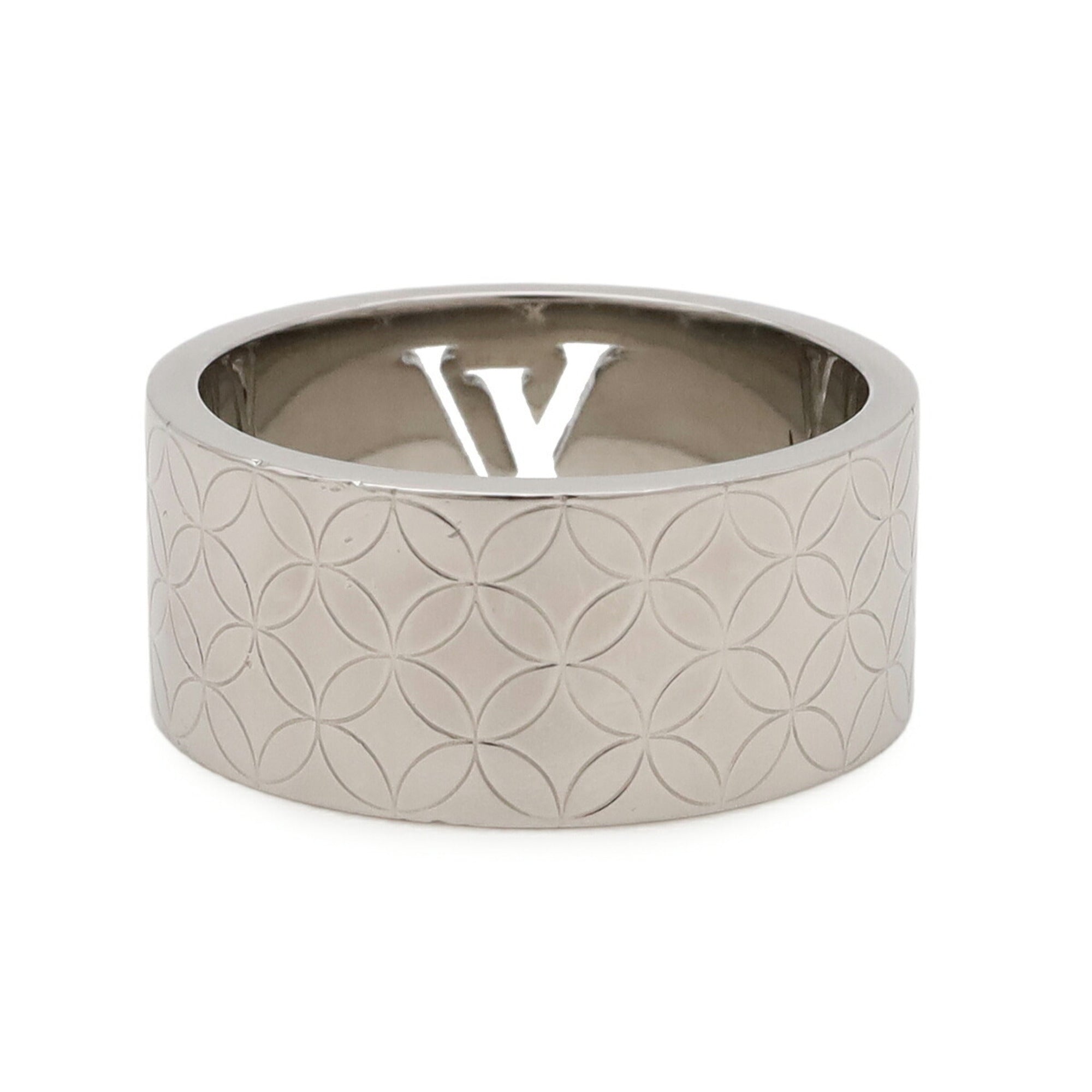Louis Vuitton Silver Stainless Steel Band Ring (Pre-Owned)