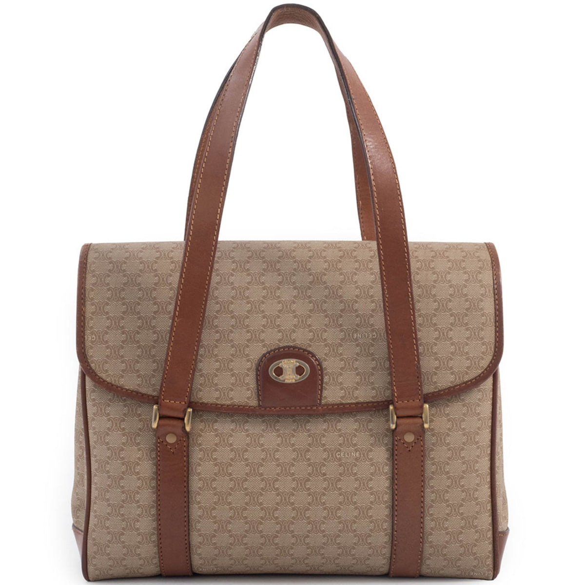 Celine Macadam Beige Brown Pvc Leather Handbag Tote Bag (Pre-Owned)