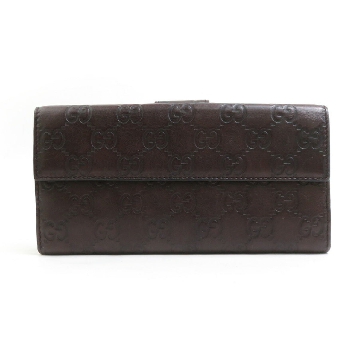 Gucci Dark Brown Leather Long Wallet (Bi-Fold) (Pre-Owned)