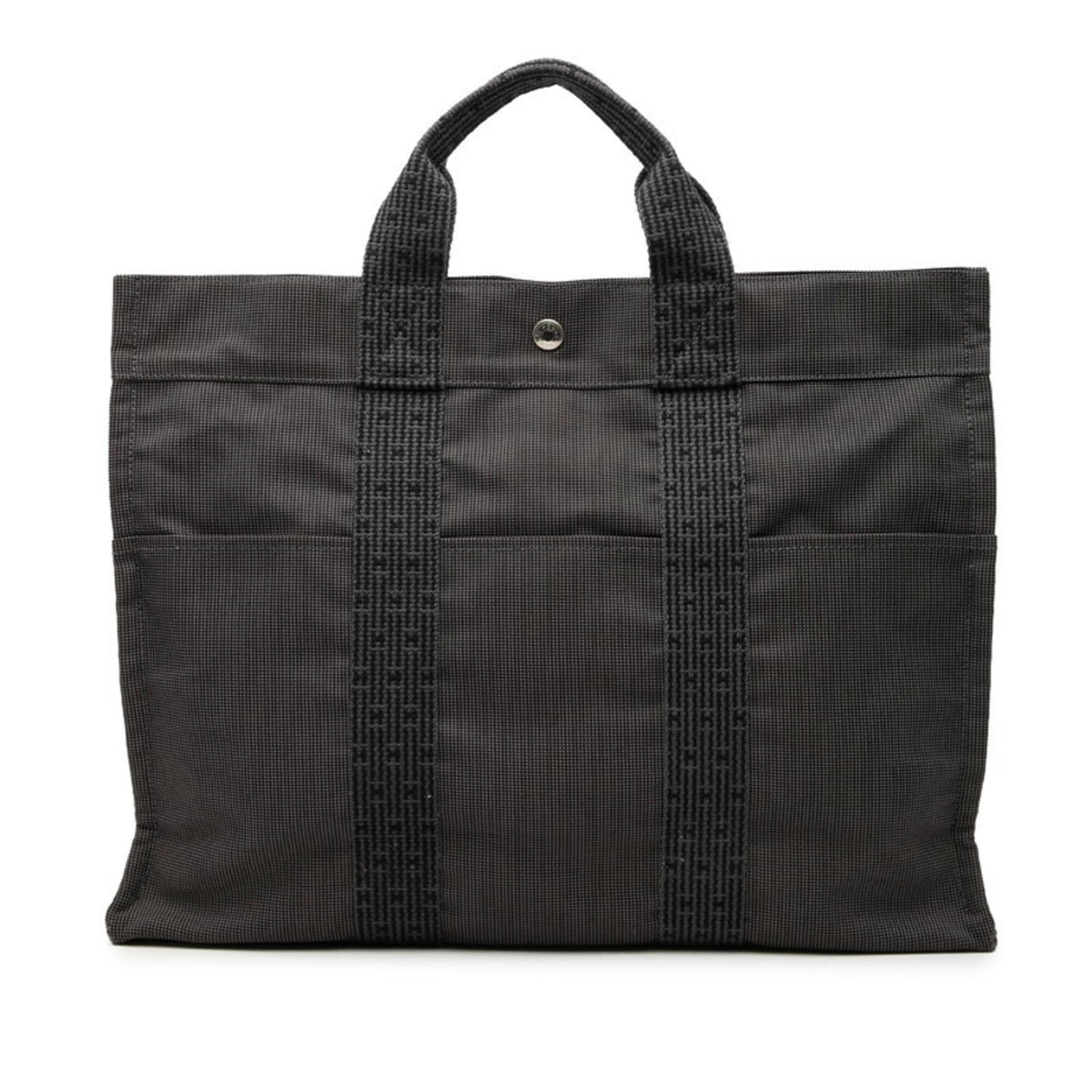 Hermes Gray Canvas Handbag Tote Bag (Pre-Owned)