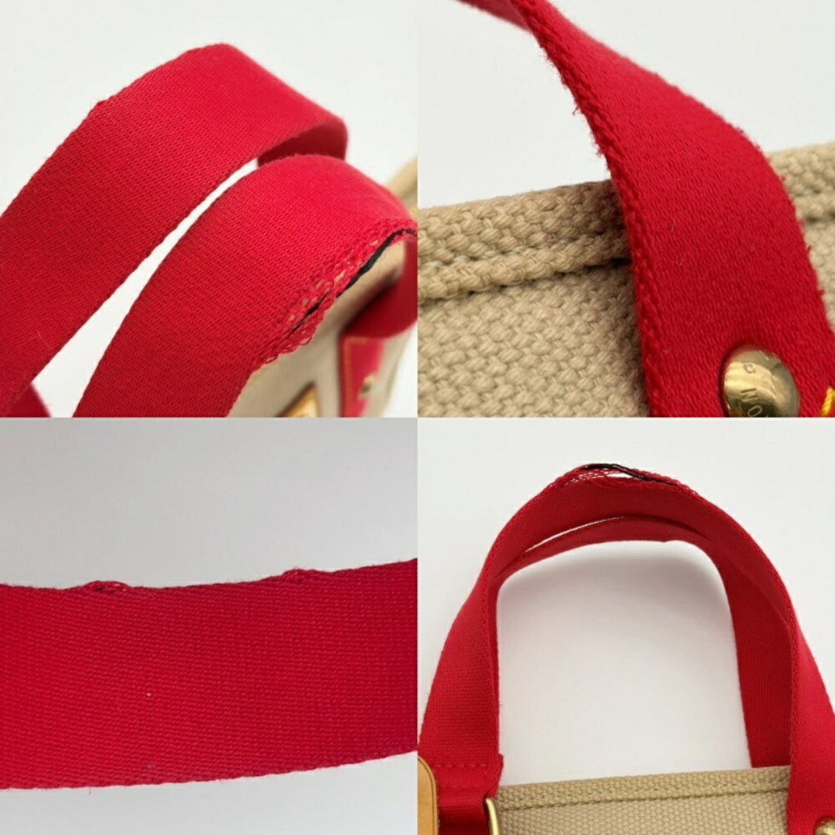 Louis Vuitton Antigua Beige Red Color Canvas Tote Bag (Pre-Owned)