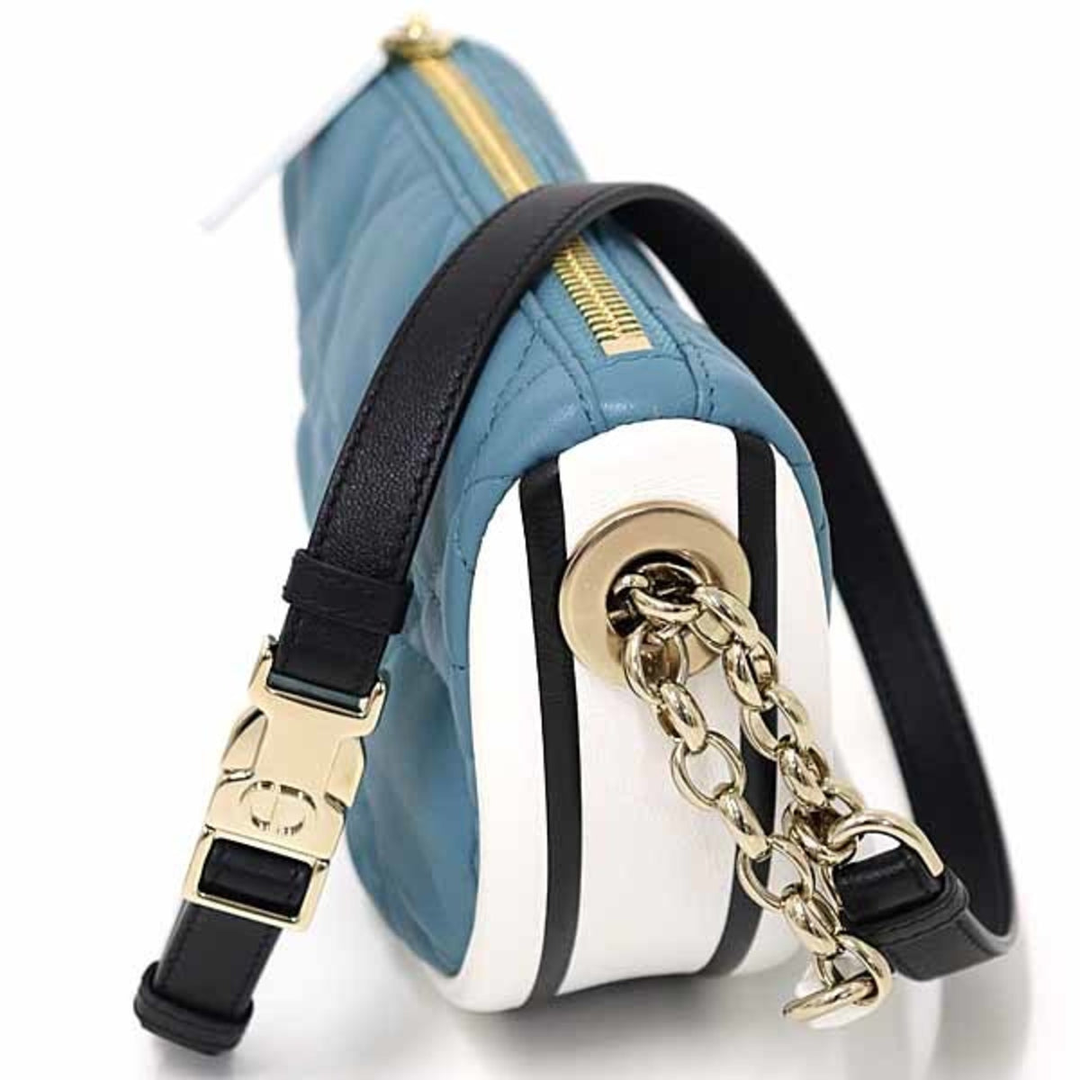 Christian Dior Black Blue White Leather Shoulder Bag (Pre-Owned)