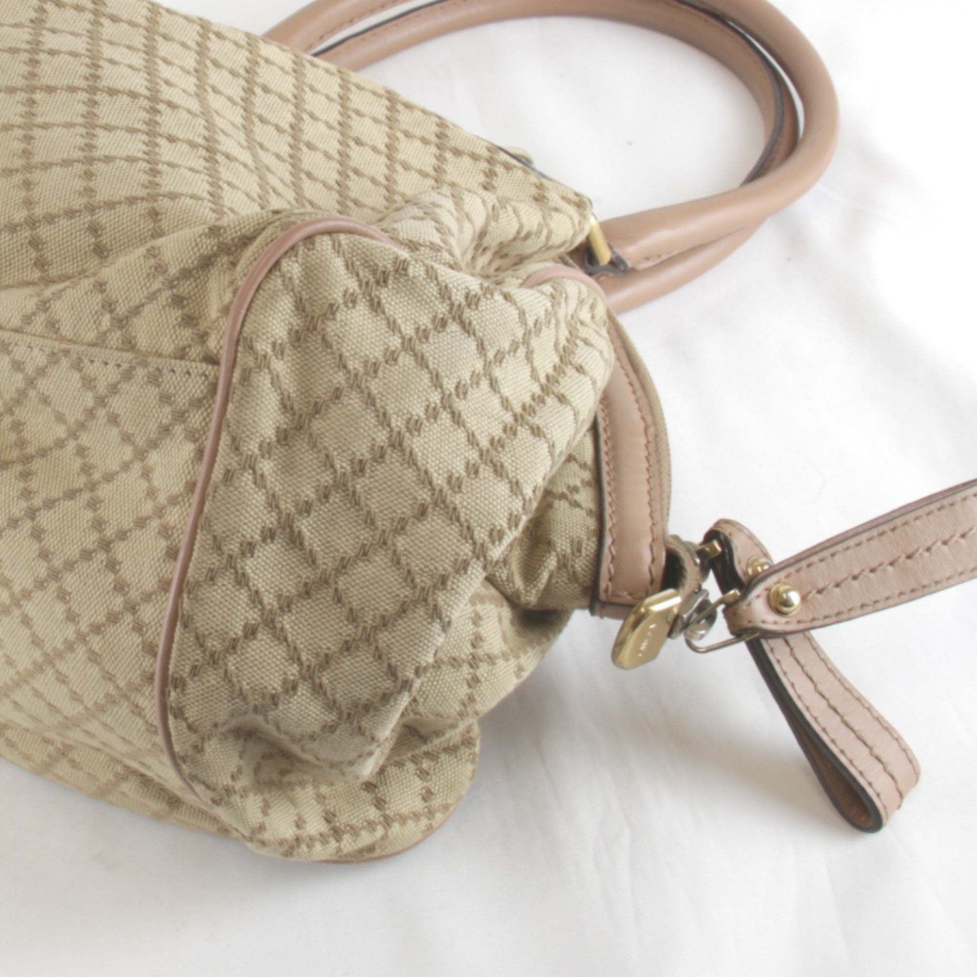 Gucci Beige Black Yellow Canvas Handbag (Pre-Owned)