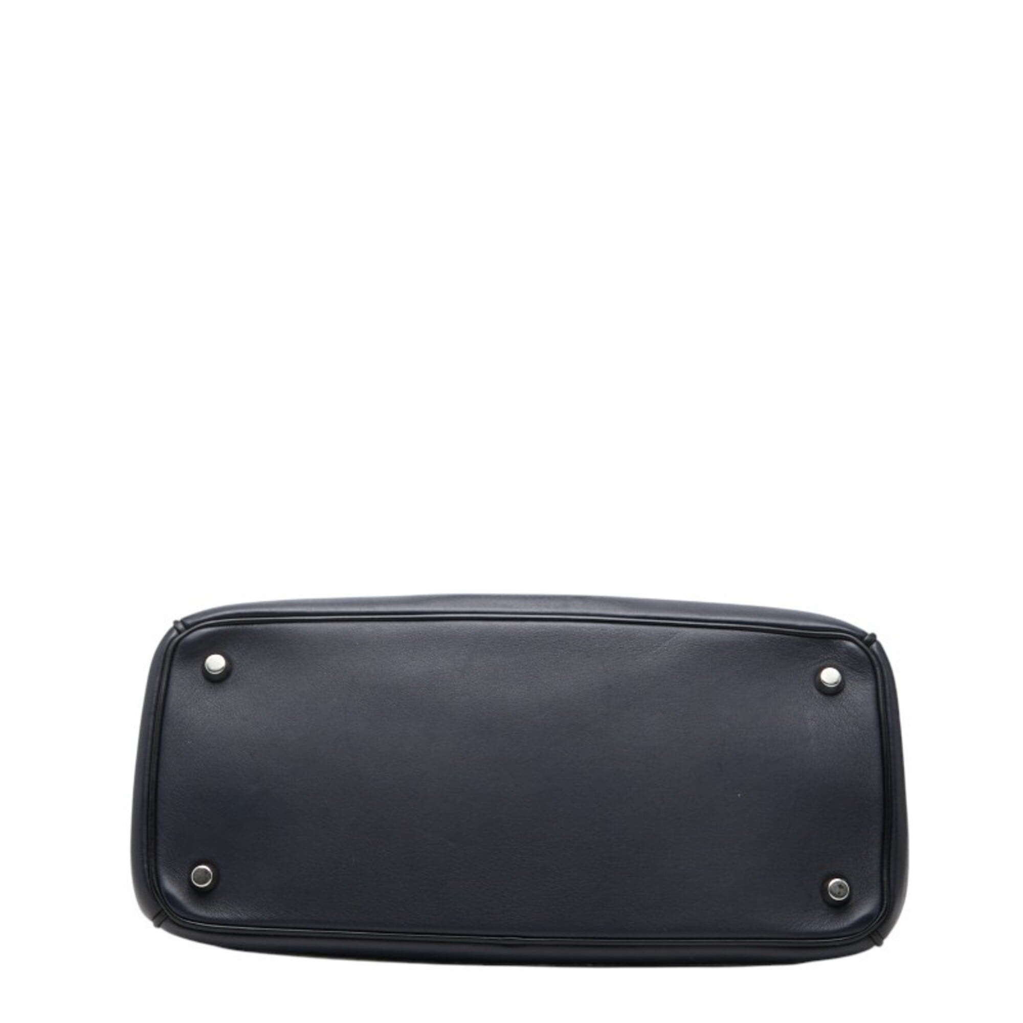Christian Dior Navy Silver Leather Handbag Shoulder Bag (Pre-Owned)