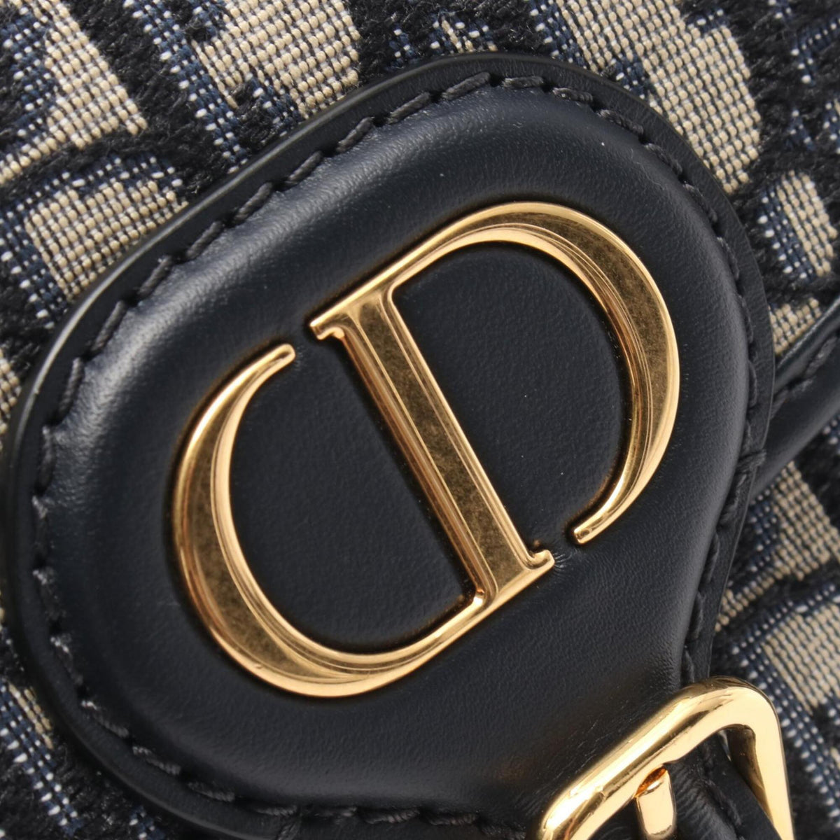 Christian Dior Beige Navy Canvas Leather Handbag Shoulder Bag (Pre-Owned)