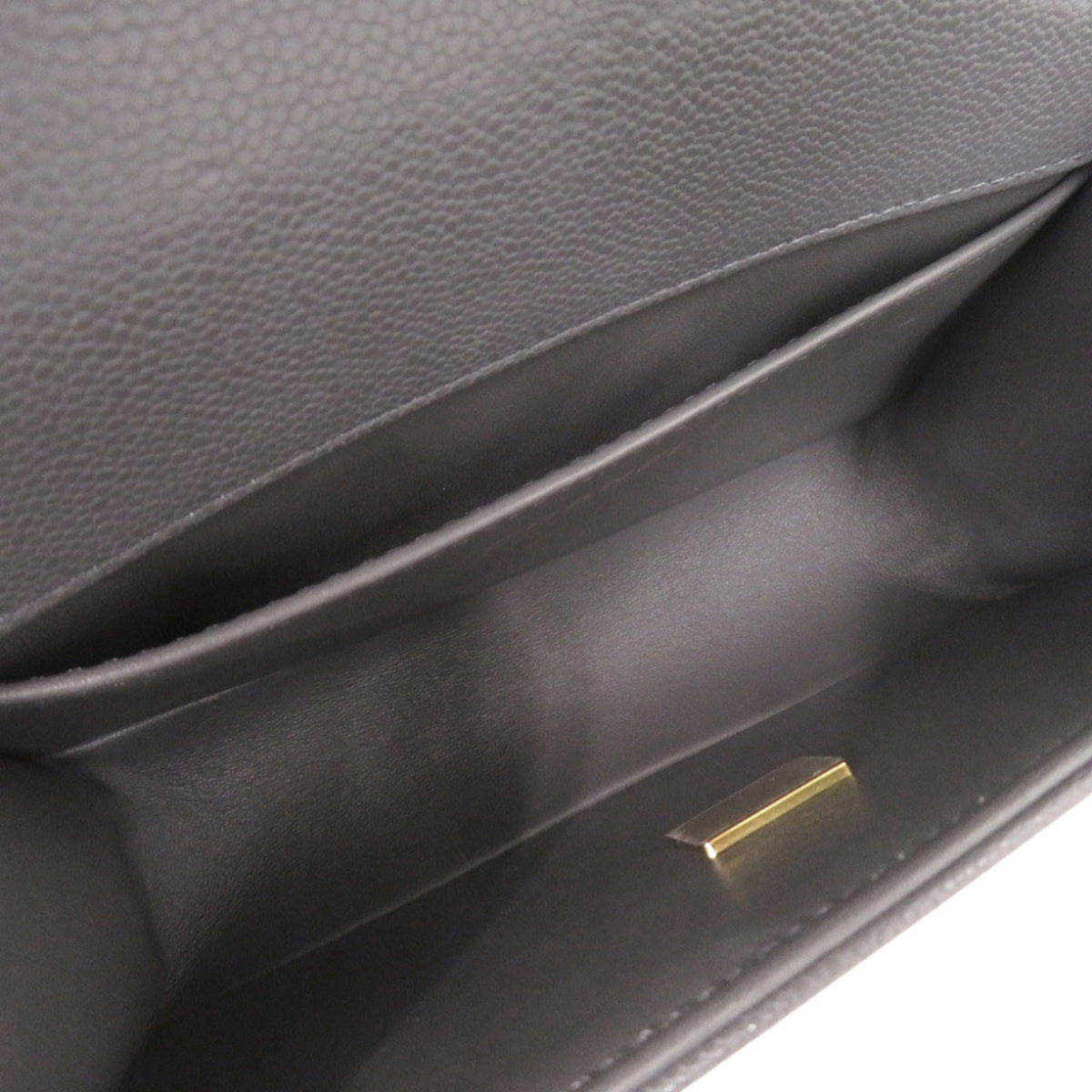 Chanel Gray Grained Calfskin Shoulder Bag (Pre-Owned)