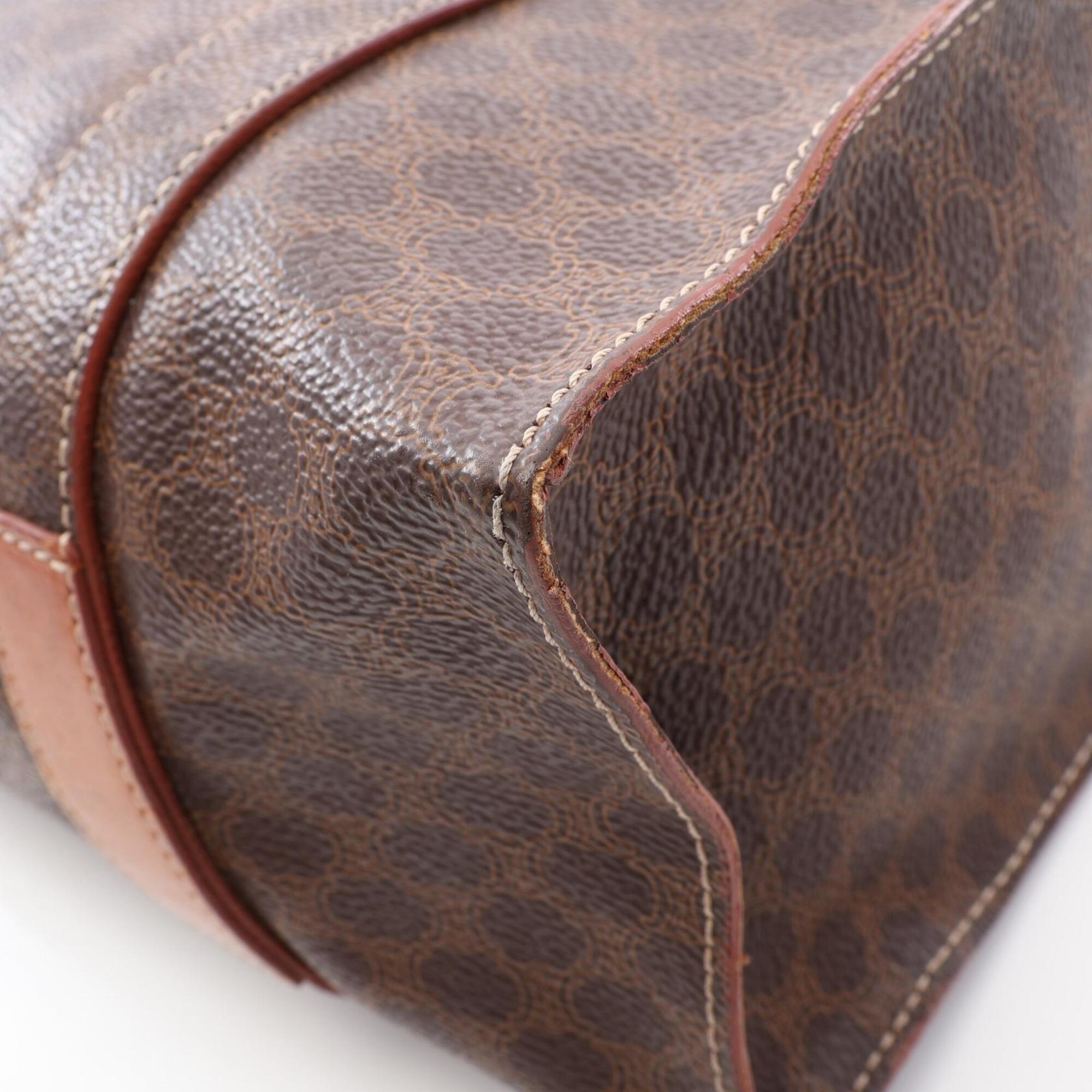 Celine Brown Coated Canvas Leather Handbag Tote Bag (Pre-Owned)