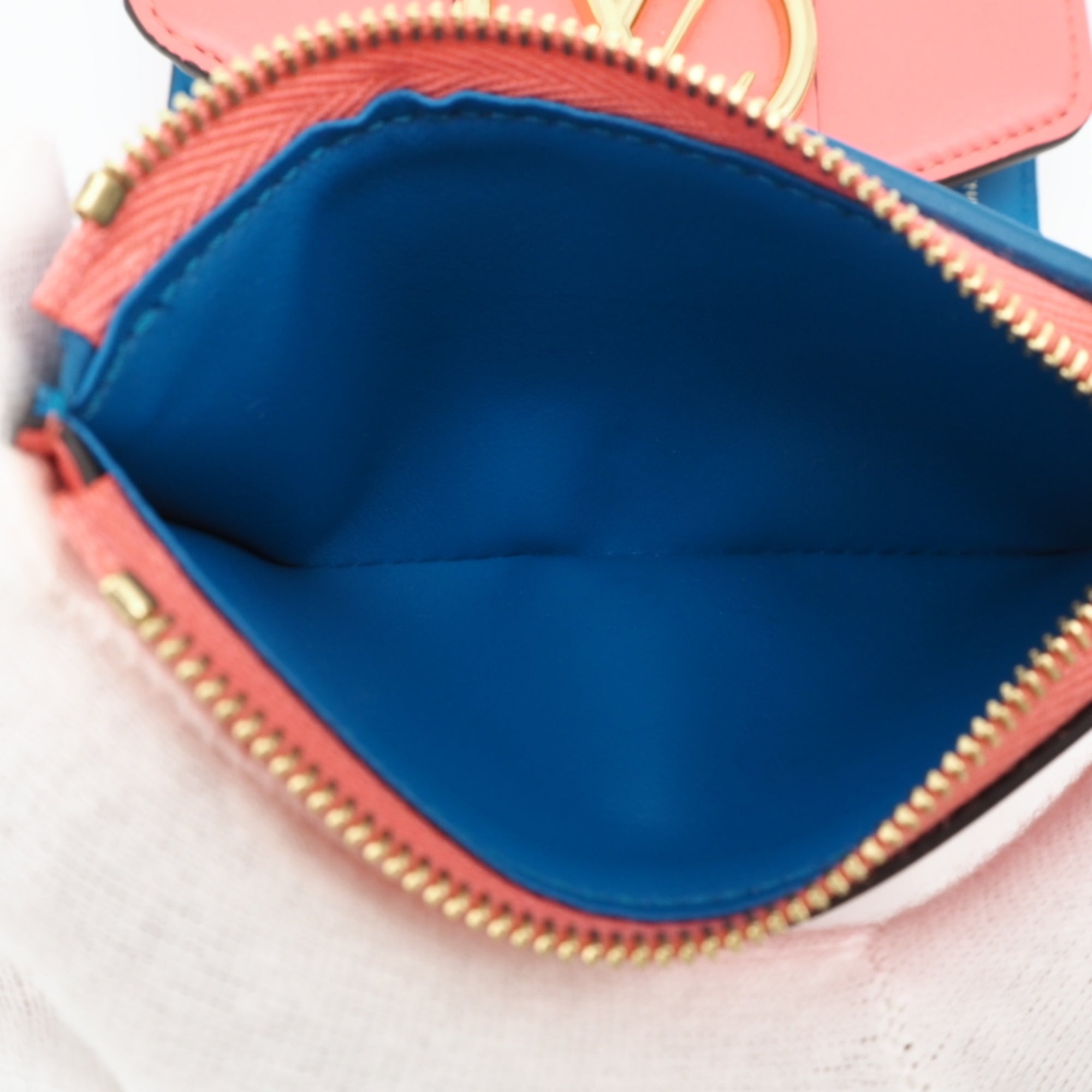 Louis Vuitton Blue Pink Leather Wallet (Tri-Fold) (Pre-Owned)