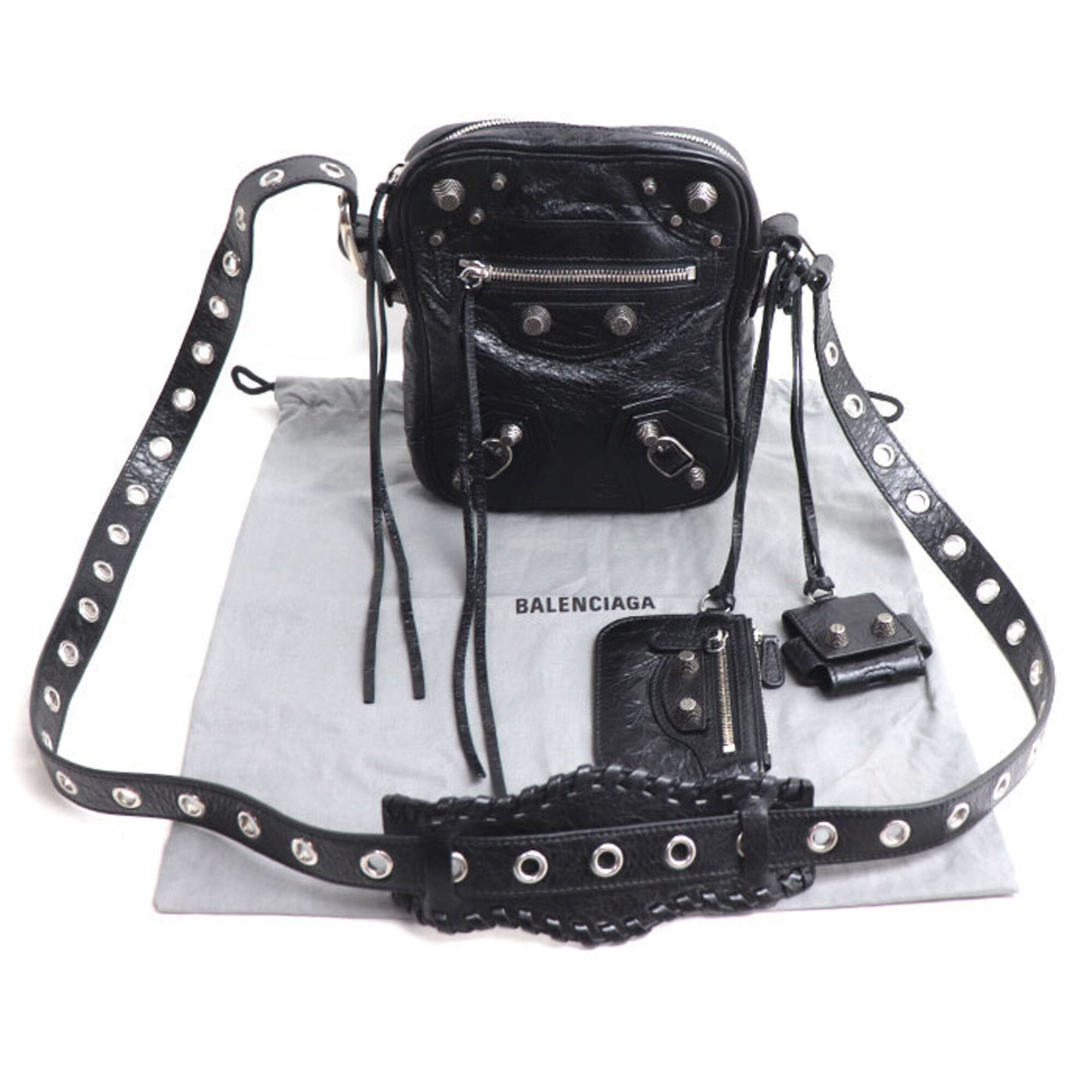 Balenciaga Black Leather Pouch Shoulder Bag (Pre-Owned)