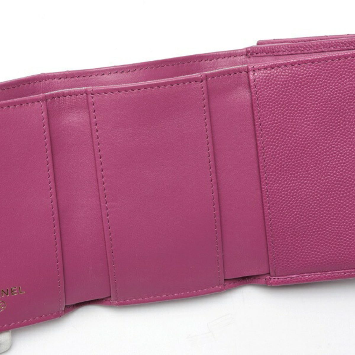 Chanel Purple Grained Calfskin Wallet (Tri-Fold) (Pre-Owned)