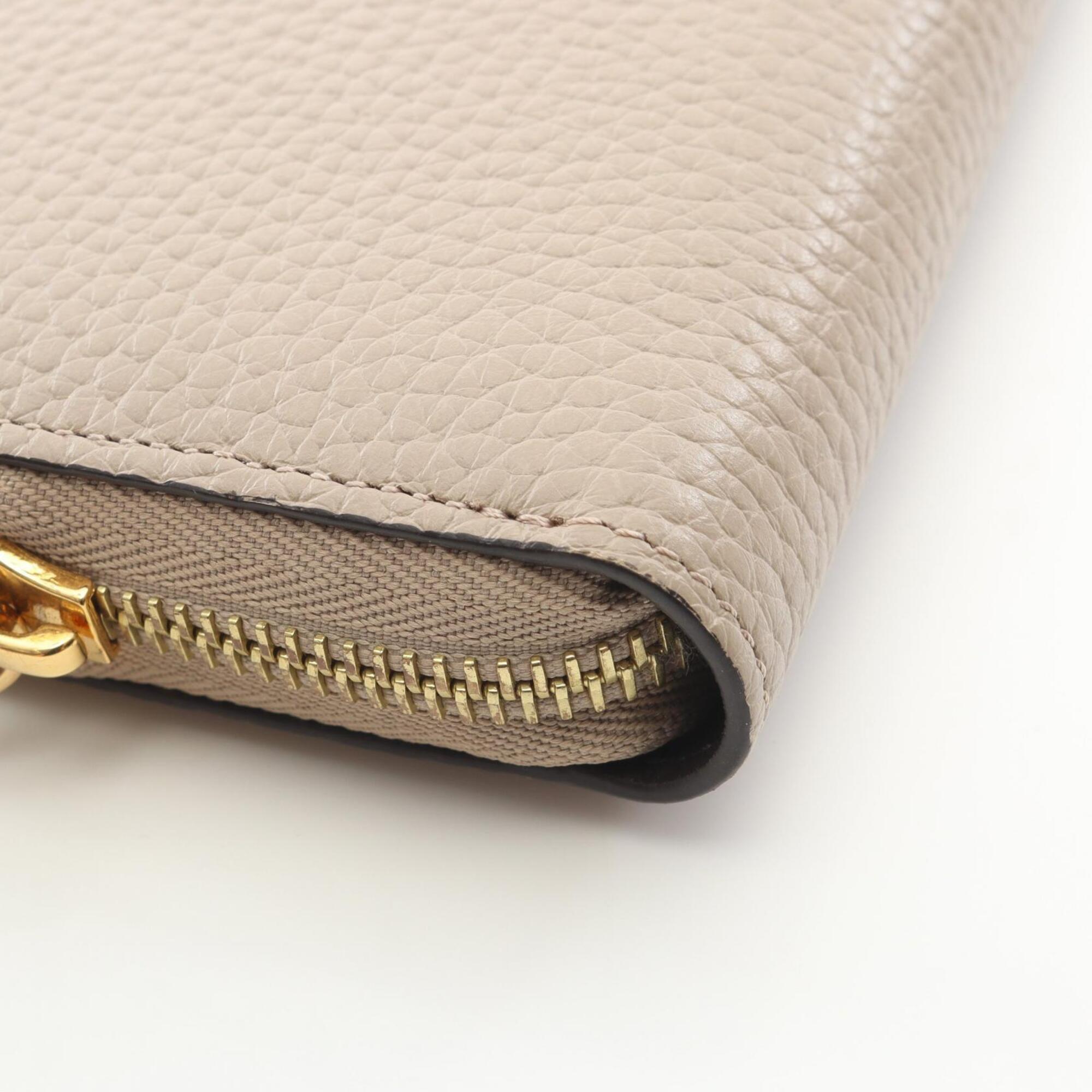 Louis Vuitton Beige Leather Long Wallet (Bi-Fold) (Pre-Owned)