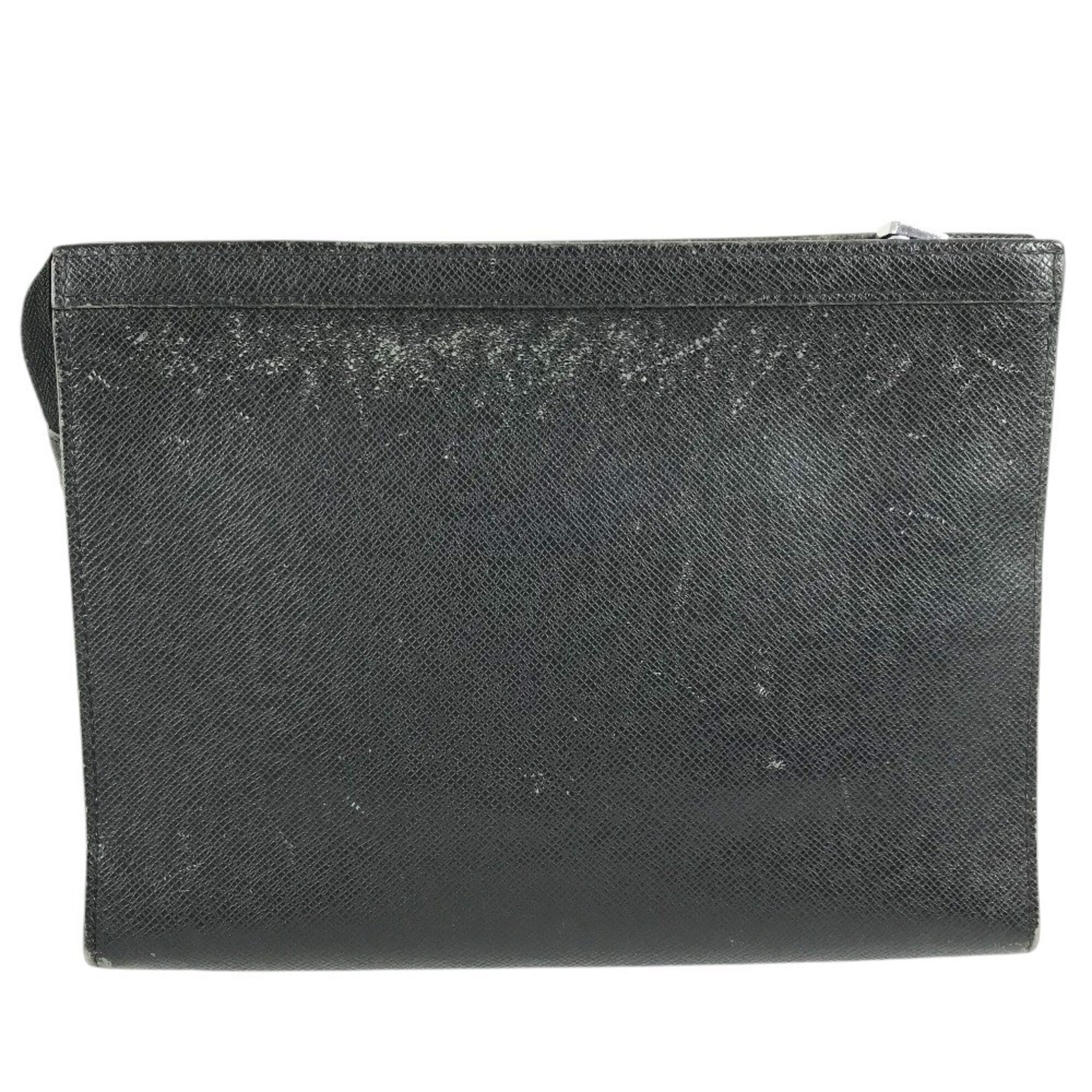 Louis Vuitton Ardoise Black Taiga Leather Clutch Bag Pochette Pouch (Pre-Owned)