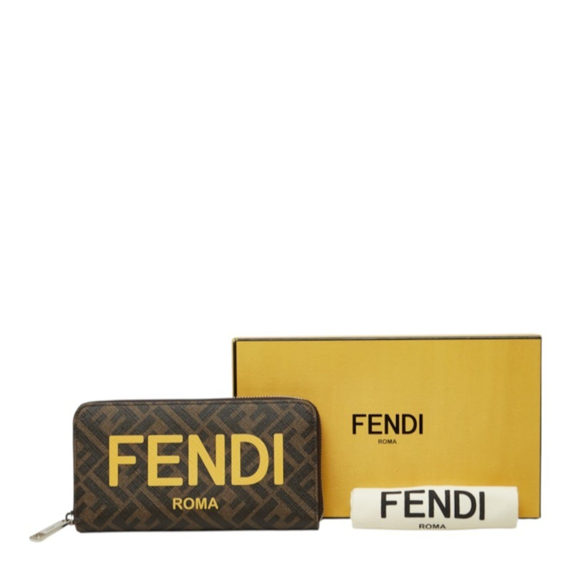 Fendi Brown Yellow Pvc Long Wallet (Bi-Fold) (Pre-Owned)