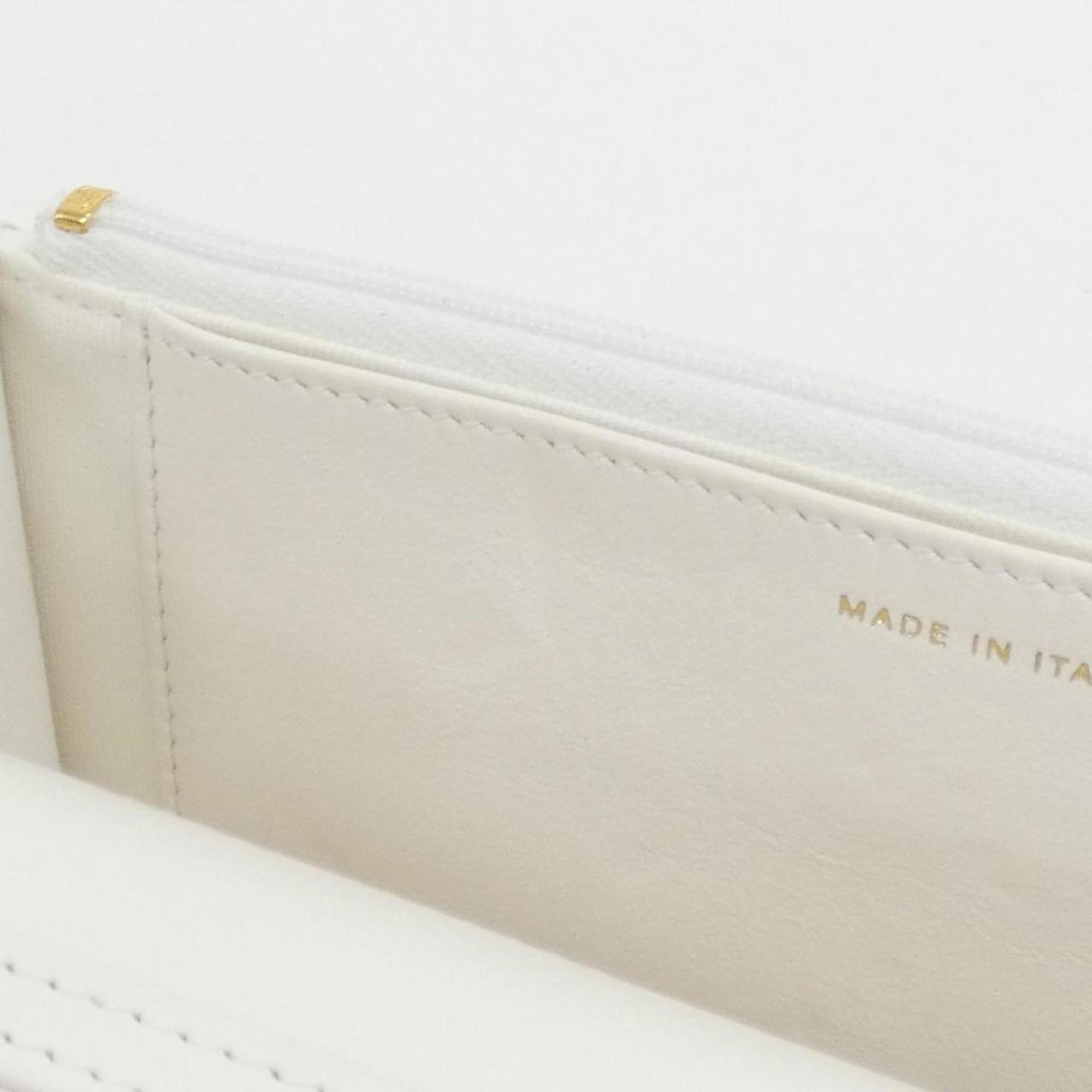 Chanel White Grained Calfskin Chain/Shoulder Wallet (Pre-Owned)