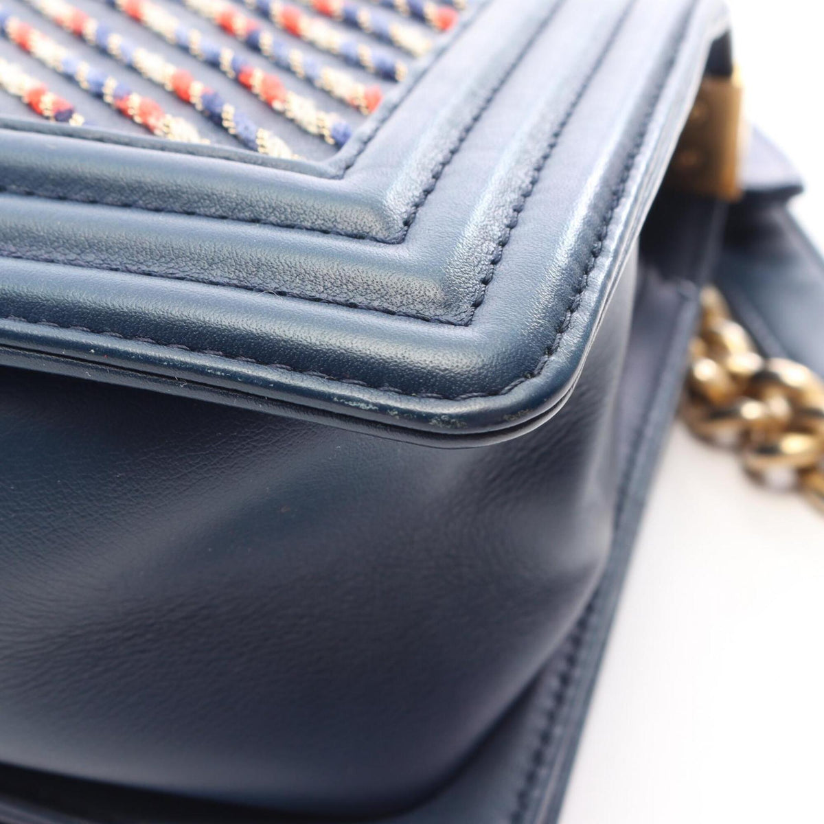 Chanel Blue Multi-Color Leather Handbag Shoulder Bag (Pre-Owned)