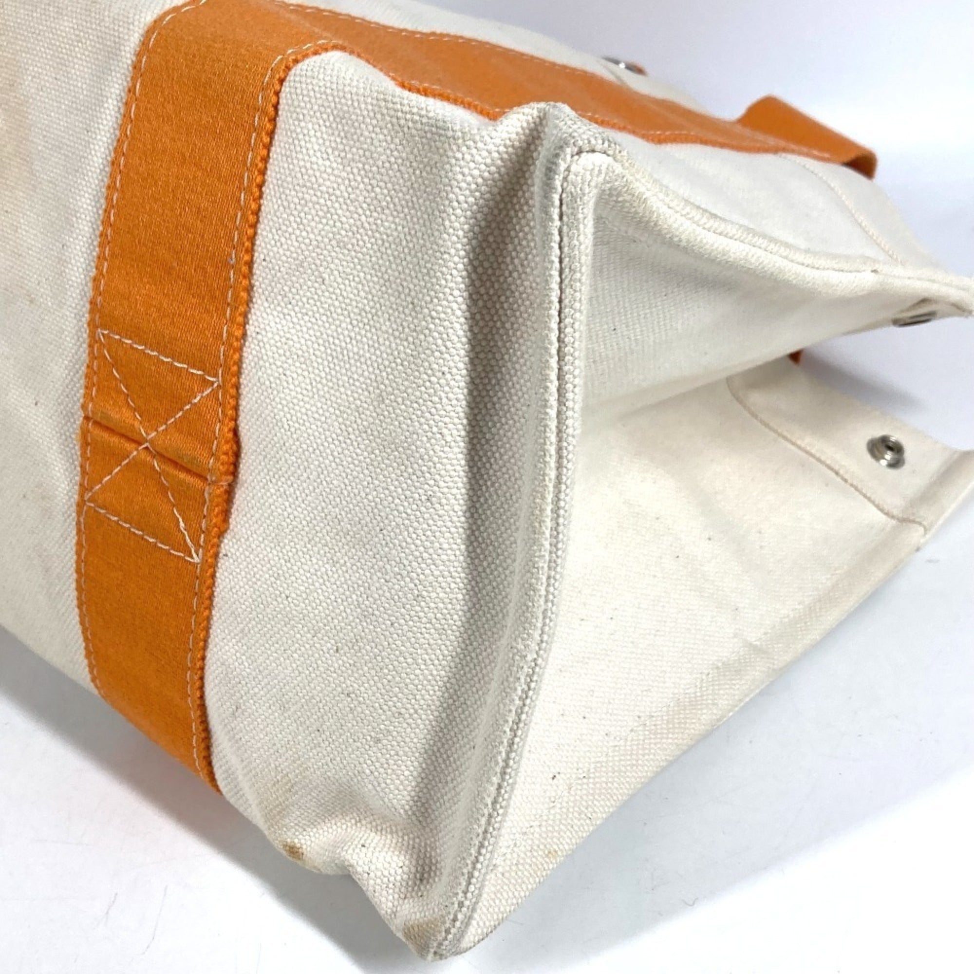 Hermes Beige Orange Canvas Handbag Tote Bag (Pre-Owned)