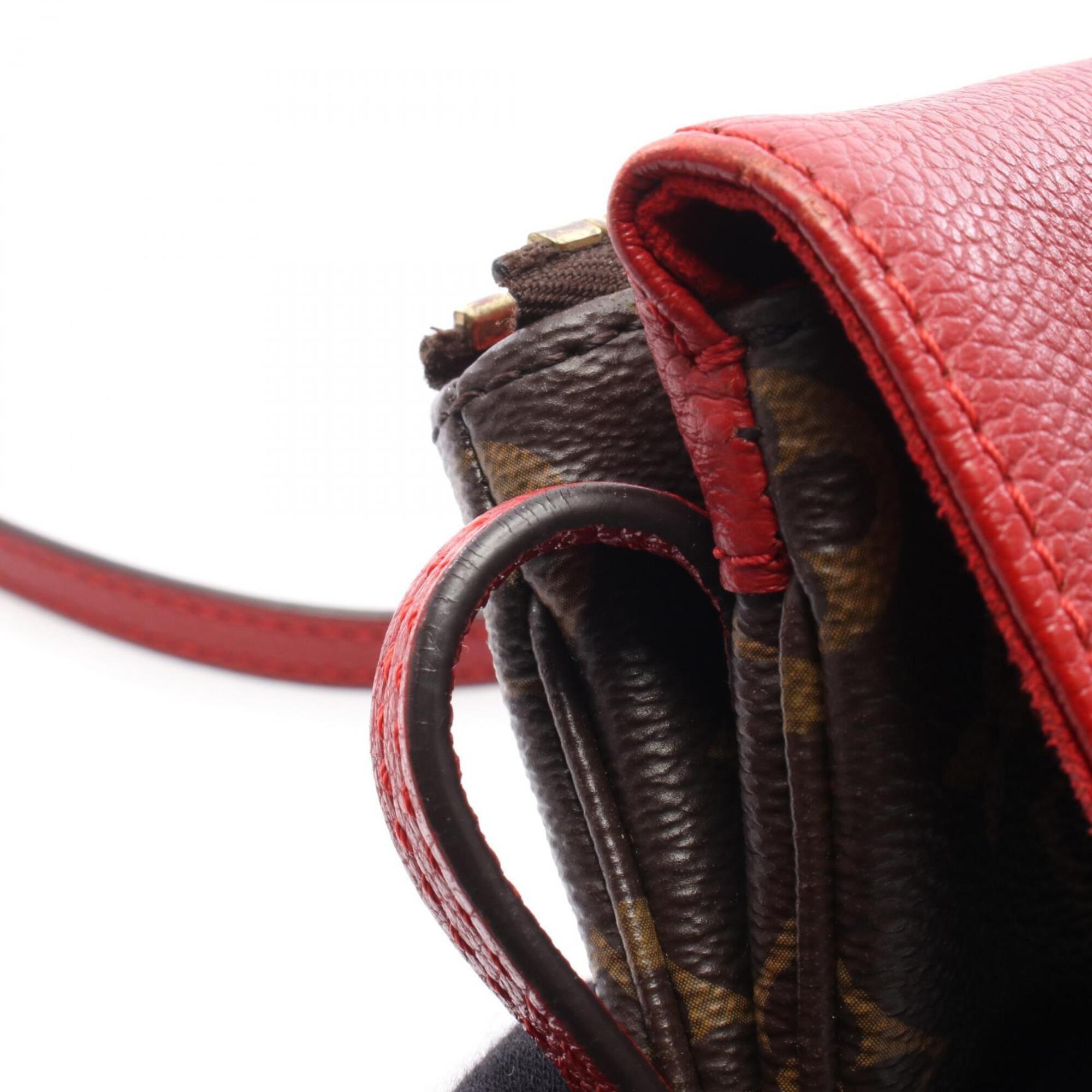 Louis Vuitton Brown Red Color Coated Canvas Leather Handbag Shoulder Bag (Pre-Owned)