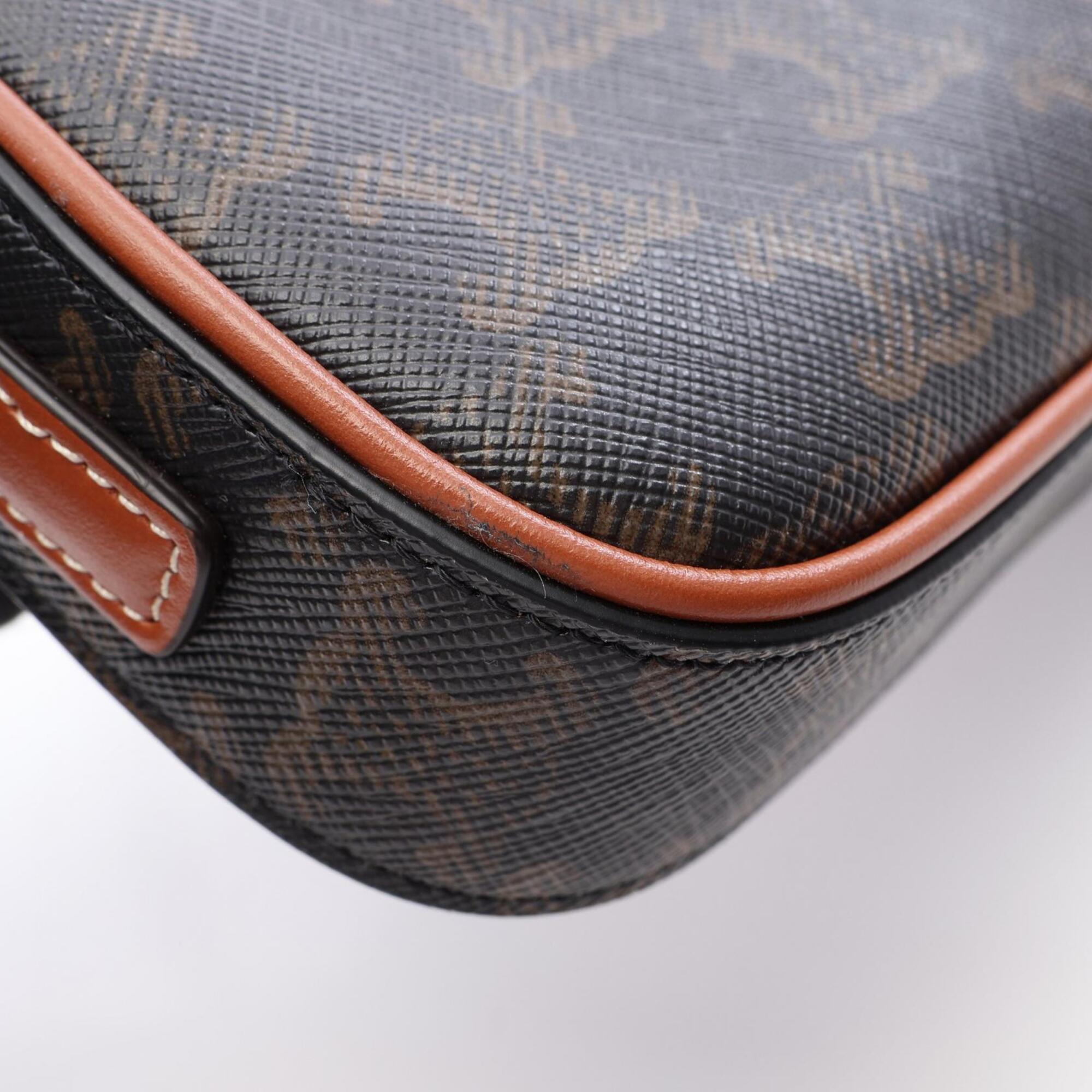Celine Black Brown Coated Canvas Leather Handbag Shoulder Bag (Pre-Owned)