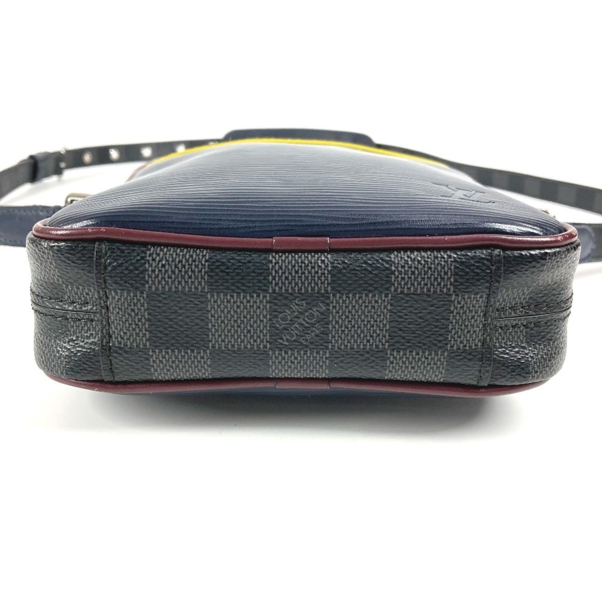 Louis Vuitton Galle Navy Yellow Damier Graphite Epi Leather Pochette Shoulder Bag (Pre-Owned)